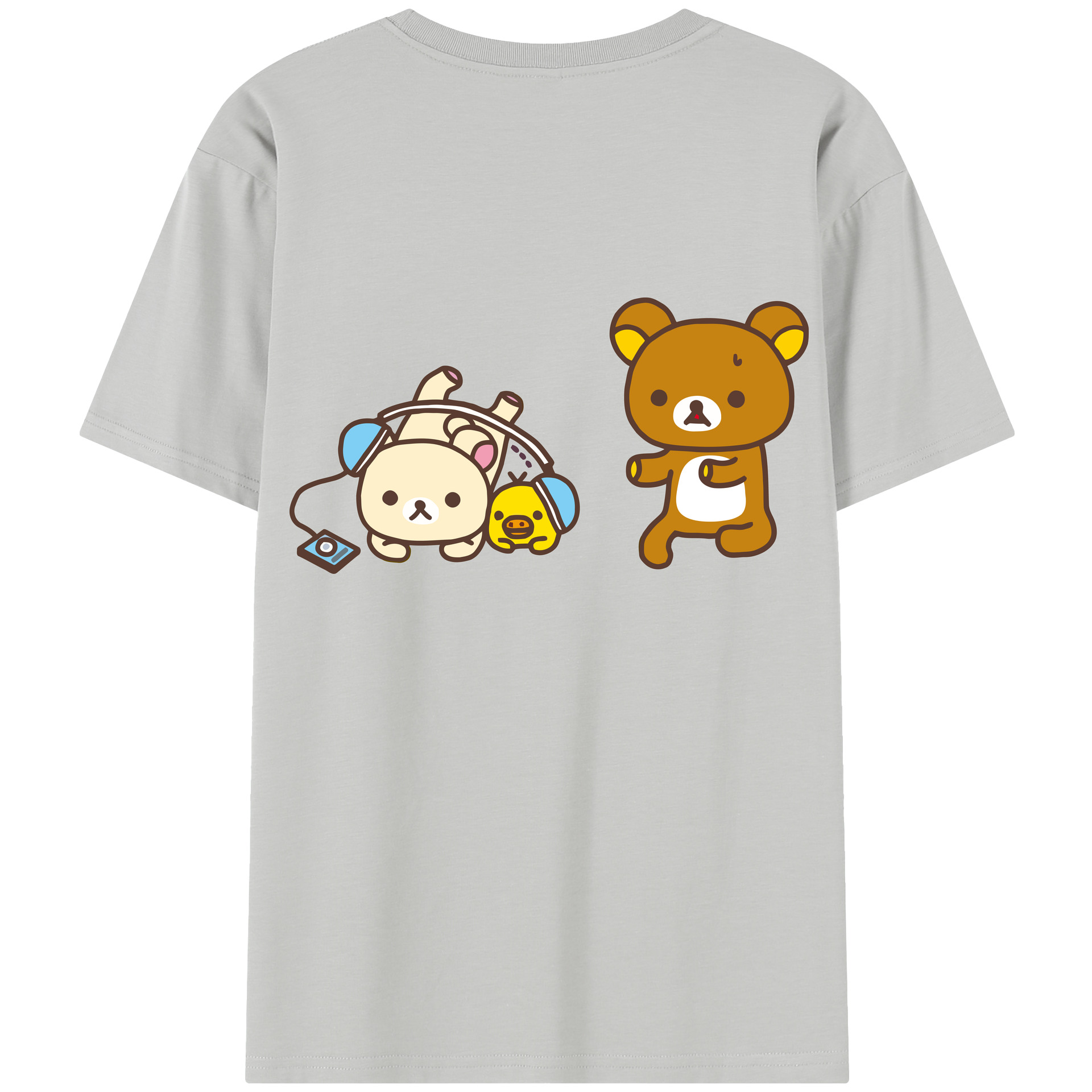 （画像用） リラックマ リラックマ キイロイトリ Rilakkuma Korilakkuma Kiiroitori 綿100％半袖Tシャツ（背面プリント）