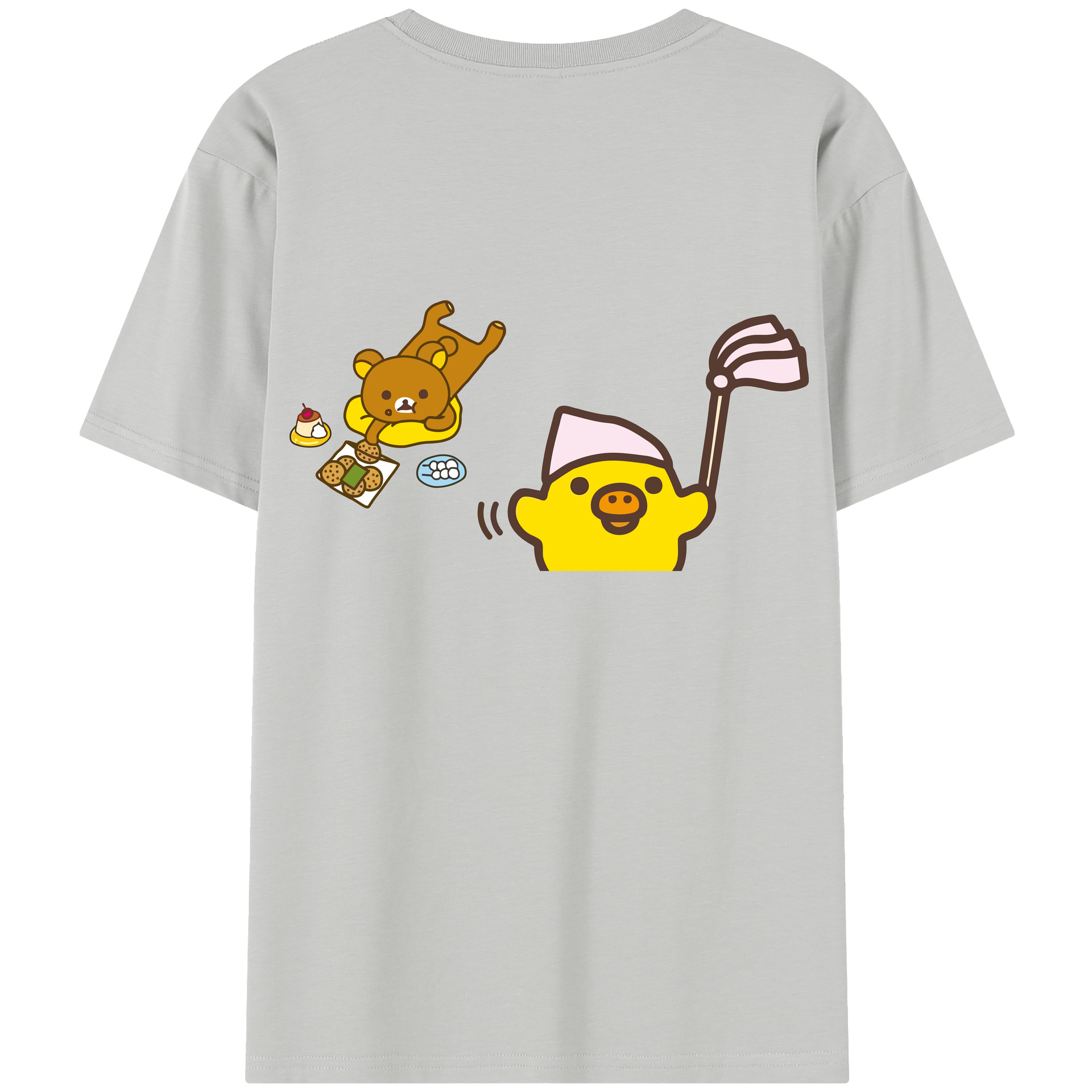 （画像用） リラックマ リラックマ キイロイトリ Rilakkuma Korilakkuma Kiiroitori 綿100％半袖Tシャツ（背面プリント）