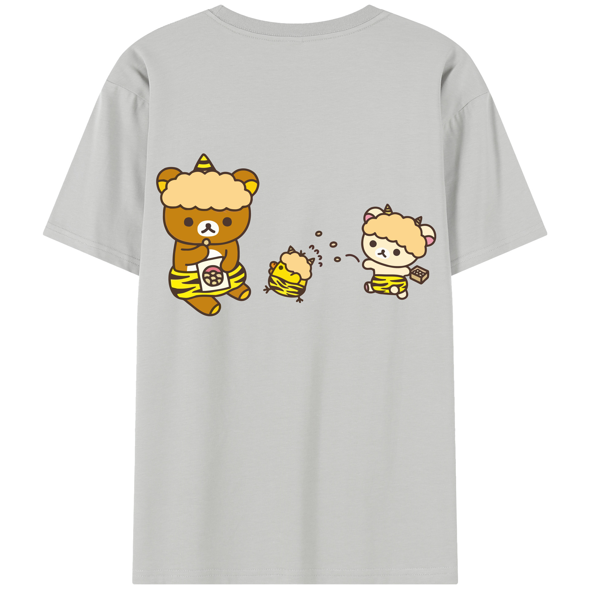 （画像用） リラックマ リラックマ キイロイトリ Rilakkuma Korilakkuma Kiiroitori 綿100％半袖Tシャツ（背面プリント）