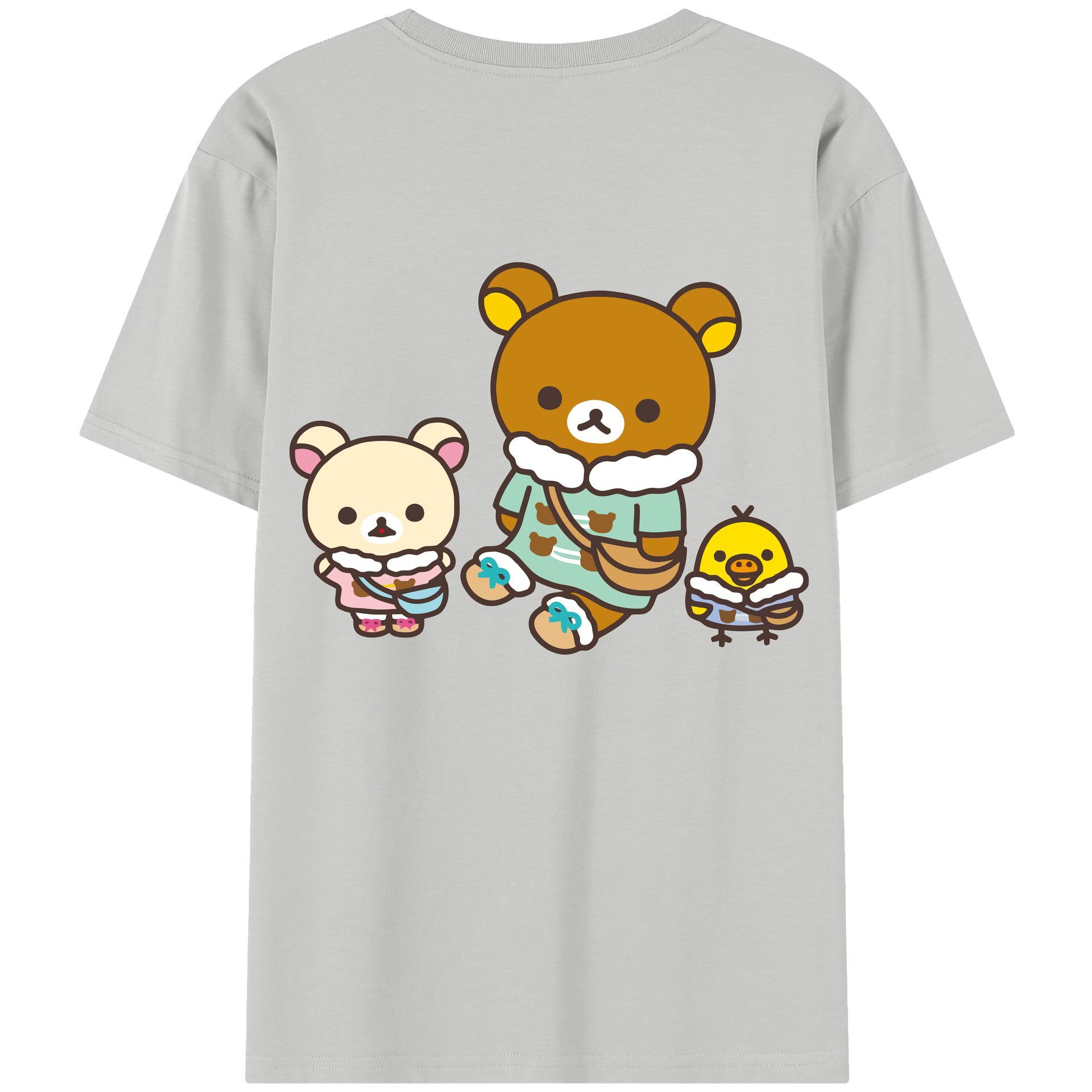 （画像用） リラックマ リラックマ キイロイトリ Rilakkuma Korilakkuma Kiiroitori 綿100％半袖Tシャツ（背面プリント）