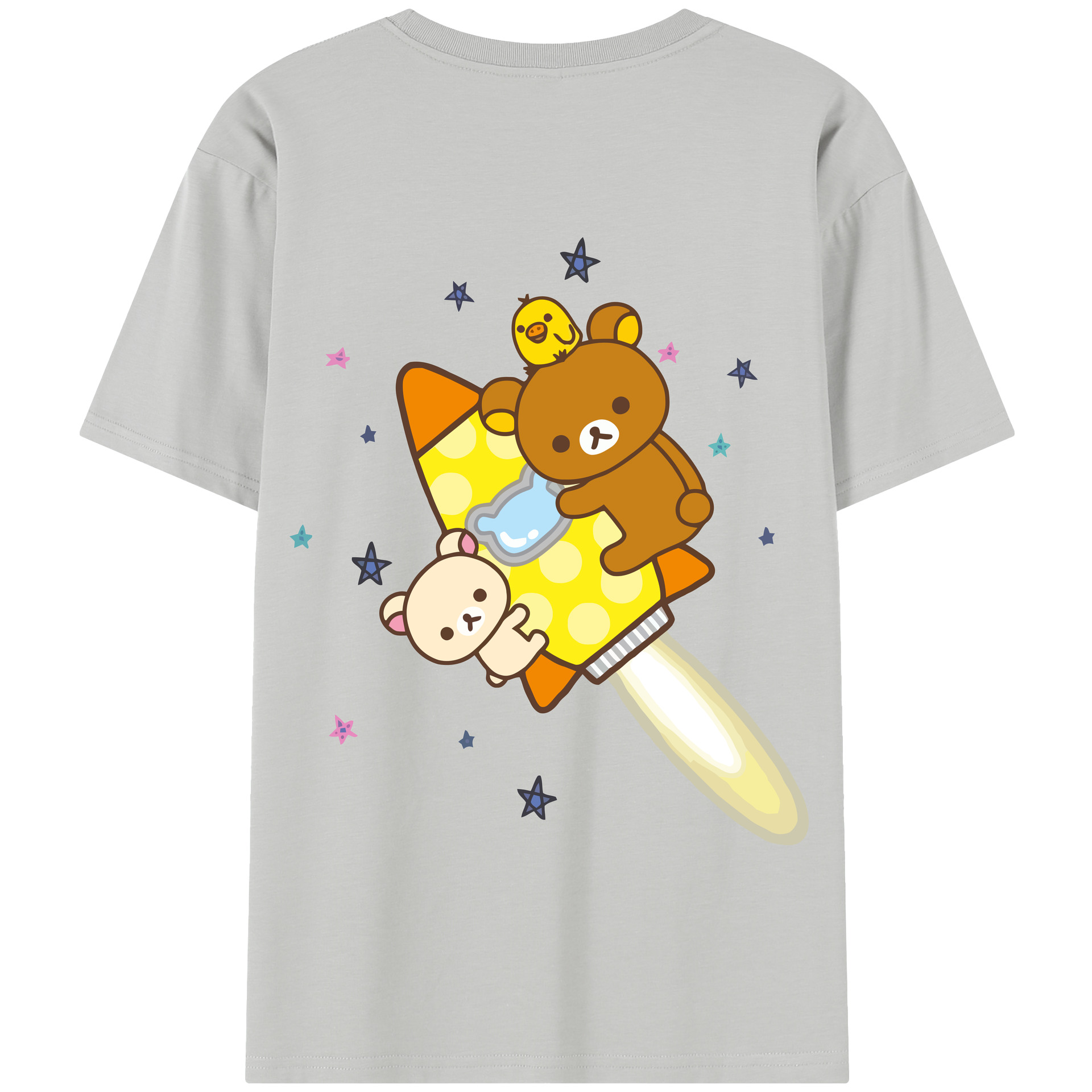 （画像用） リラックマ リラックマ キイロイトリ Rilakkuma Korilakkuma Kiiroitori 綿100％半袖Tシャツ（背面プリント）
