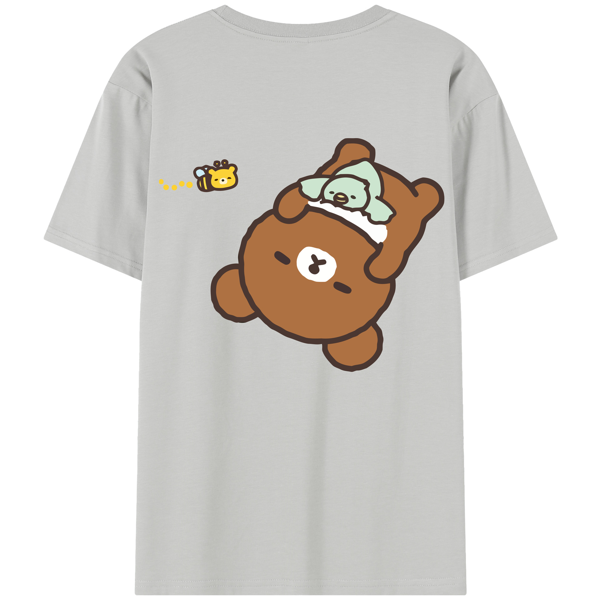 （画像用） リラックマ リラックマ キイロイトリ Rilakkuma Korilakkuma Kiiroitori 綿100％半袖Tシャツ（背面プリント）