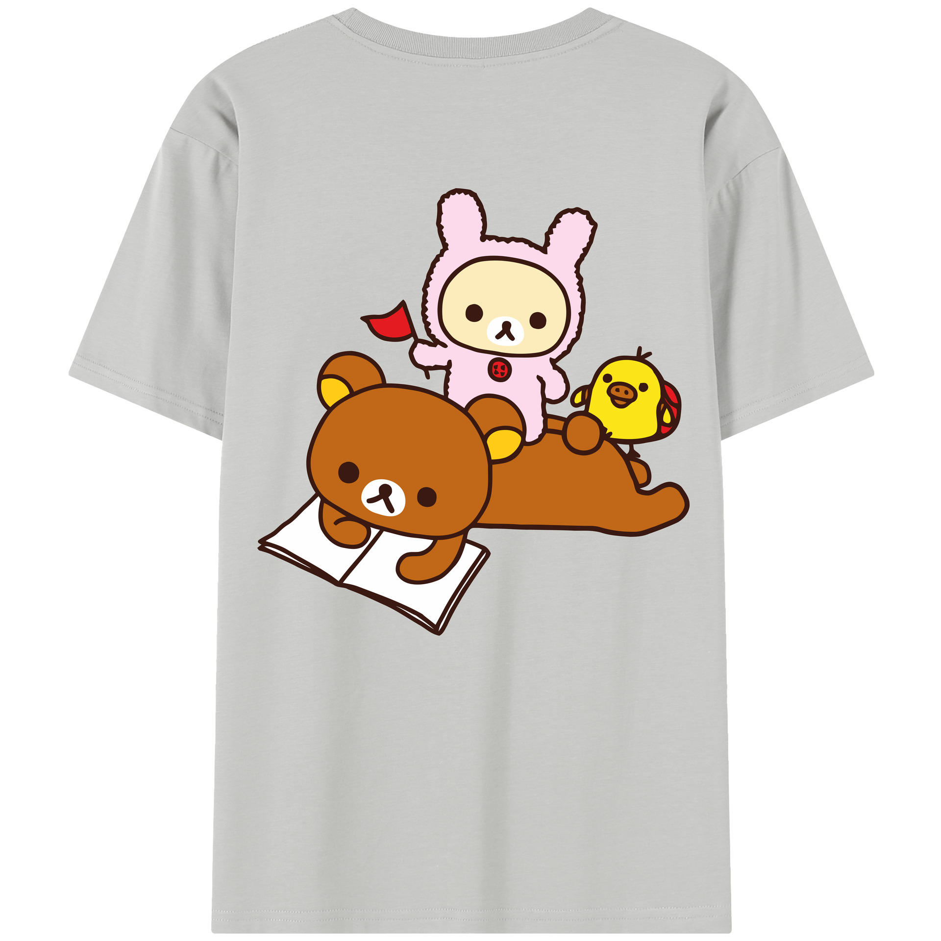 （画像用） リラックマ リラックマ キイロイトリ Rilakkuma Korilakkuma Kiiroitori 綿100％半袖Tシャツ（背面プリント）