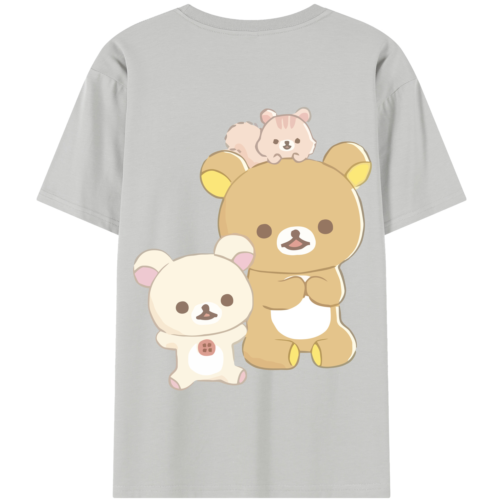 （画像用） リラックマ リラックマ キイロイトリ Rilakkuma Korilakkuma Kiiroitori 綿100％半袖Tシャツ（背面プリント）