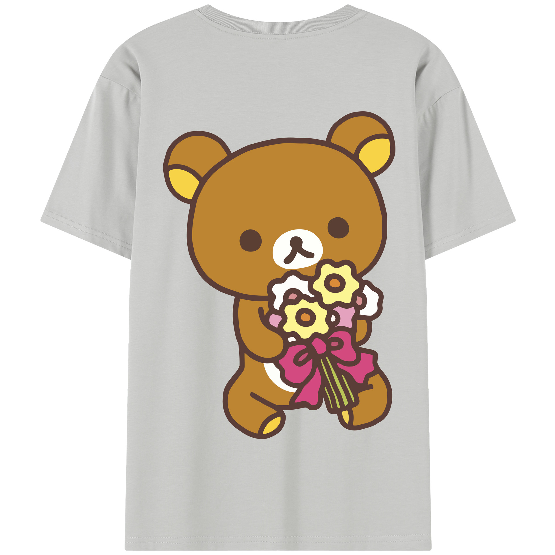 （画像用） リラックマ リラックマ キイロイトリ Rilakkuma Korilakkuma Kiiroitori 綿100％半袖Tシャツ（背面プリント）