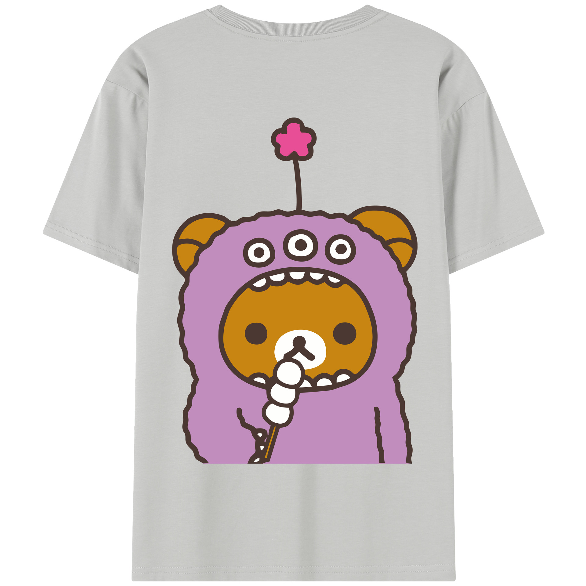 （画像用） リラックマ リラックマ キイロイトリ Rilakkuma Korilakkuma Kiiroitori 綿100％半袖Tシャツ（背面プリント）