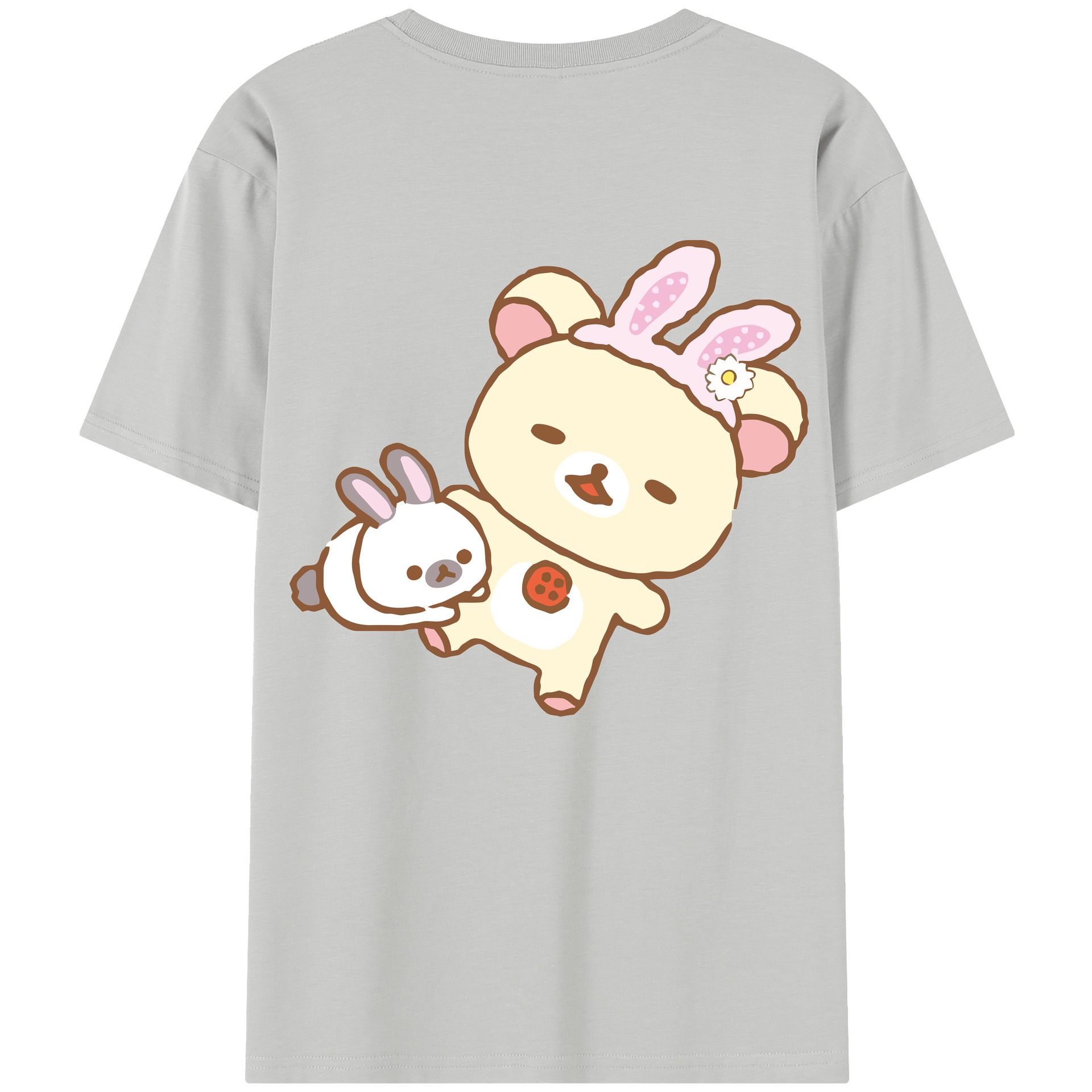 （画像用） リラックマ リラックマ キイロイトリ Rilakkuma Korilakkuma Kiiroitori 綿100％半袖Tシャツ（背面プリント）