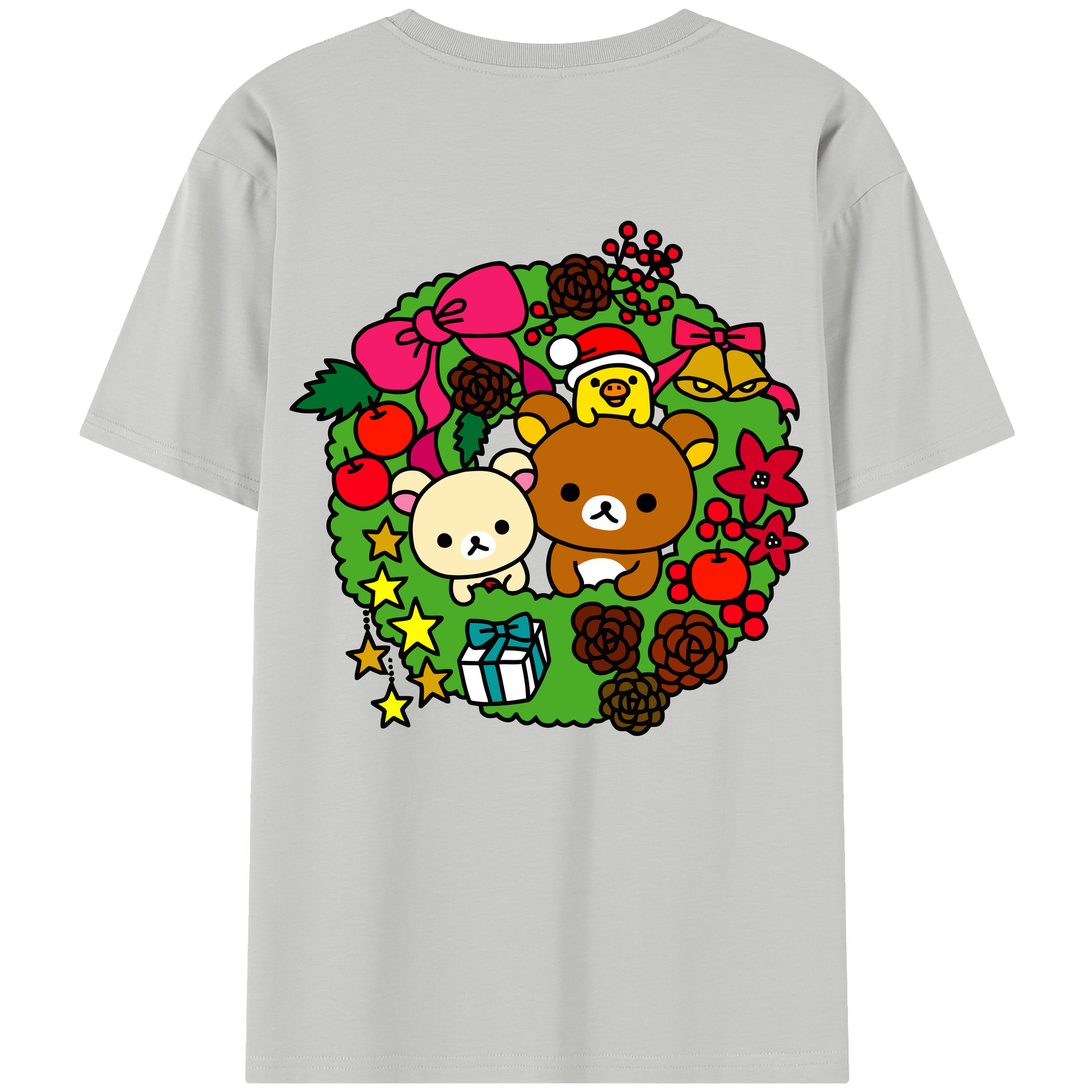 （画像用） リラックマ リラックマ キイロイトリ Rilakkuma Korilakkuma Kiiroitori 綿100％半袖Tシャツ（背面プリント）