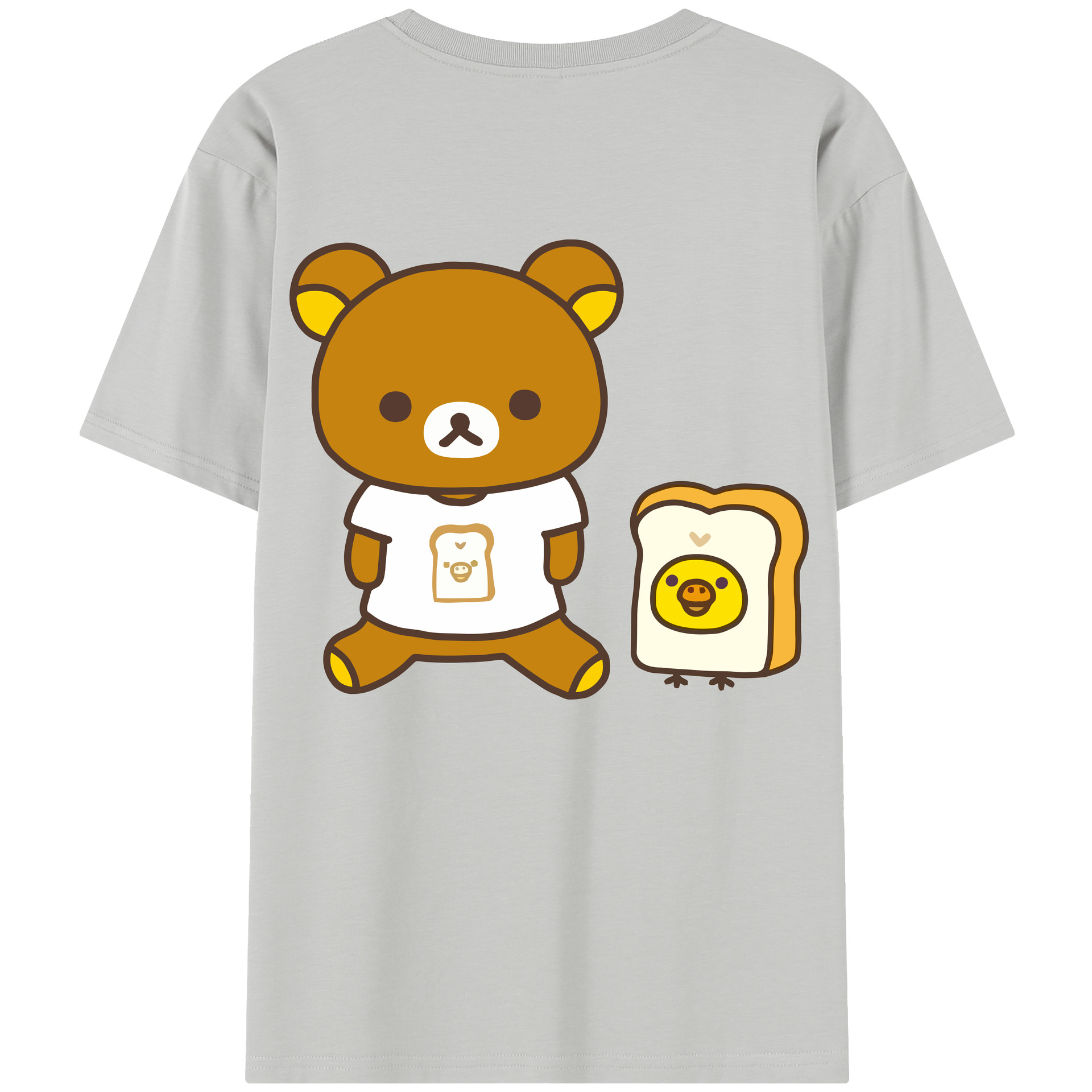 （画像用） リラックマ リラックマ キイロイトリ Rilakkuma Korilakkuma Kiiroitori 綿100％半袖Tシャツ（背面プリント）