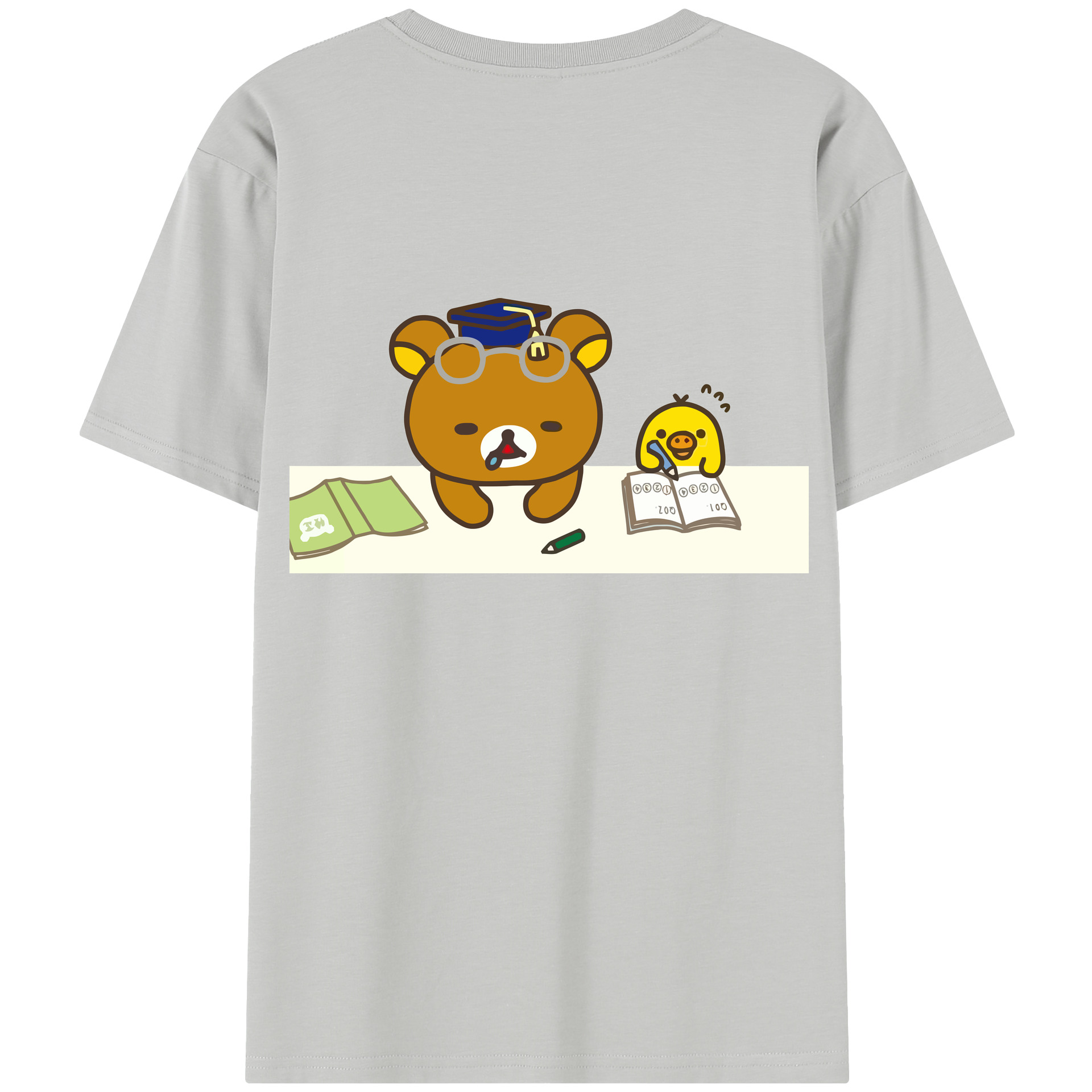 （画像用） リラックマ リラックマ キイロイトリ Rilakkuma Korilakkuma Kiiroitori 綿100％半袖Tシャツ（背面プリント）
