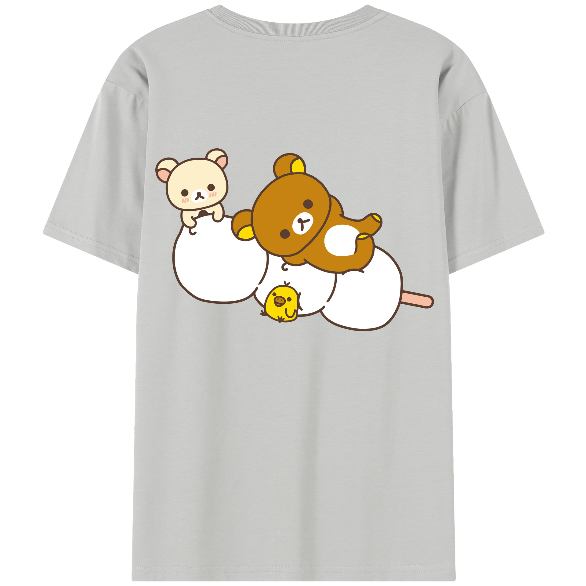 （画像用） リラックマ リラックマ キイロイトリ Rilakkuma Korilakkuma Kiiroitori 綿100％半袖Tシャツ（背面プリント）