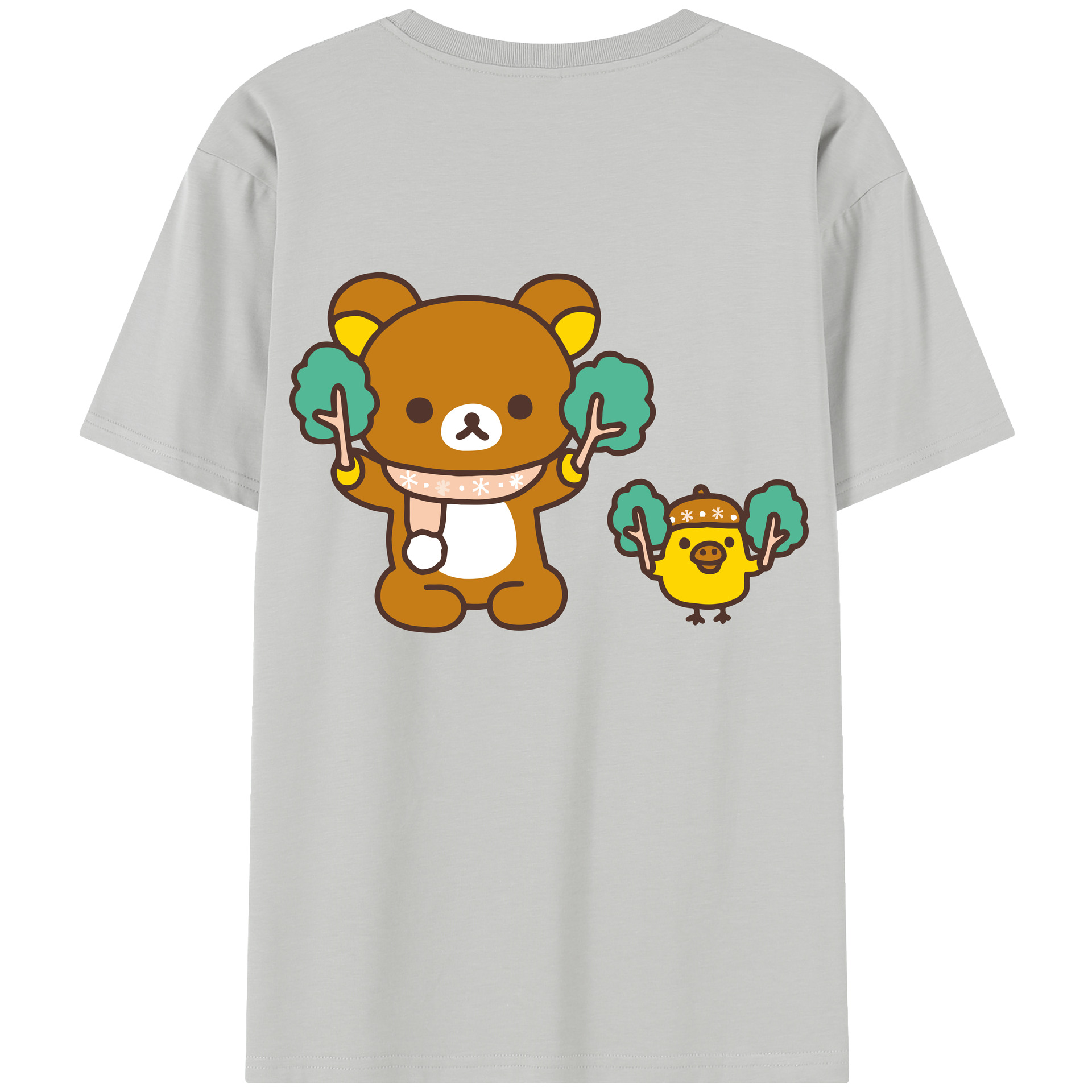 （画像用） リラックマ リラックマ キイロイトリ Rilakkuma Korilakkuma Kiiroitori 綿100％半袖Tシャツ（背面プリント）