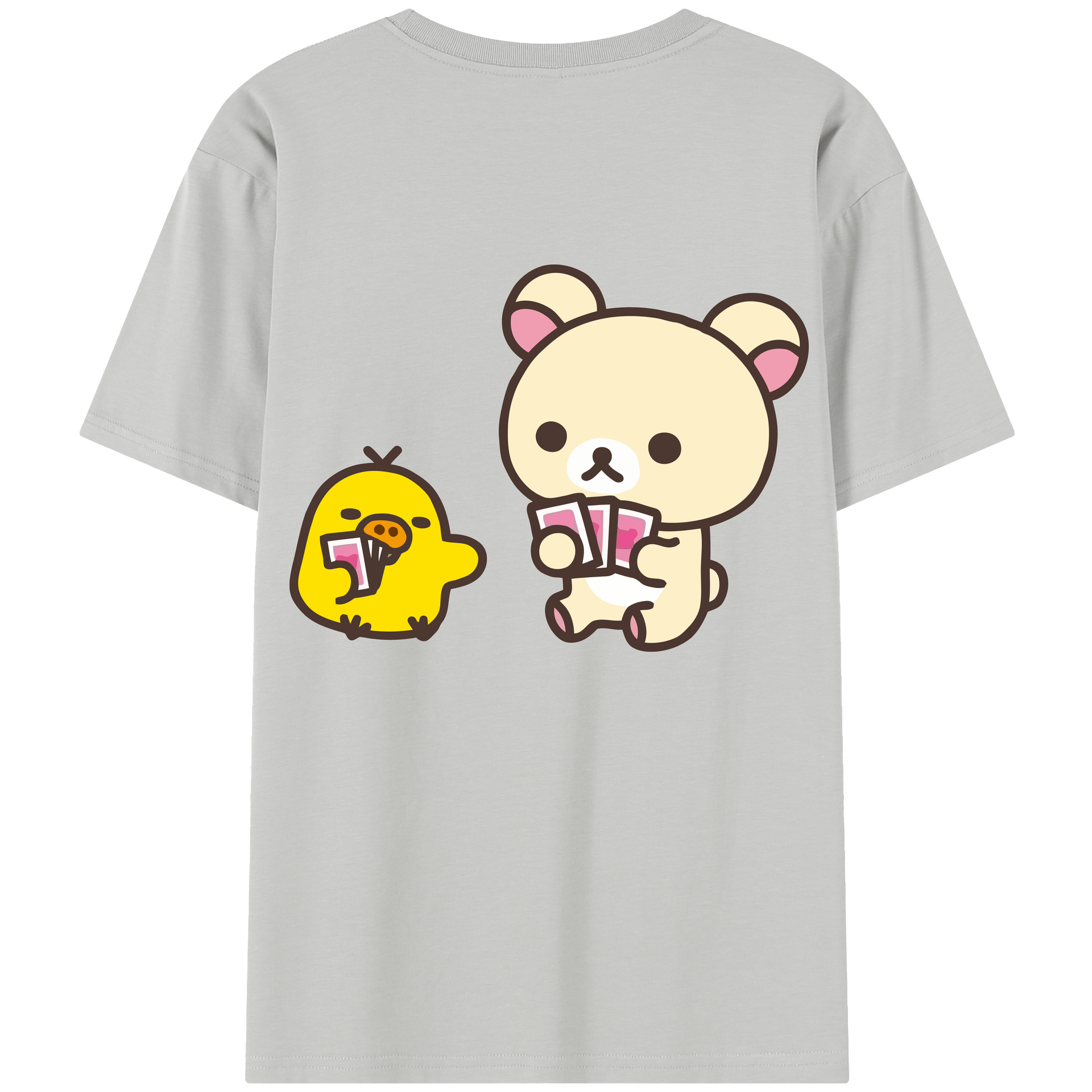 （画像用） リラックマ リラックマ キイロイトリ Rilakkuma Korilakkuma Kiiroitori 綿100％半袖Tシャツ（背面プリント）