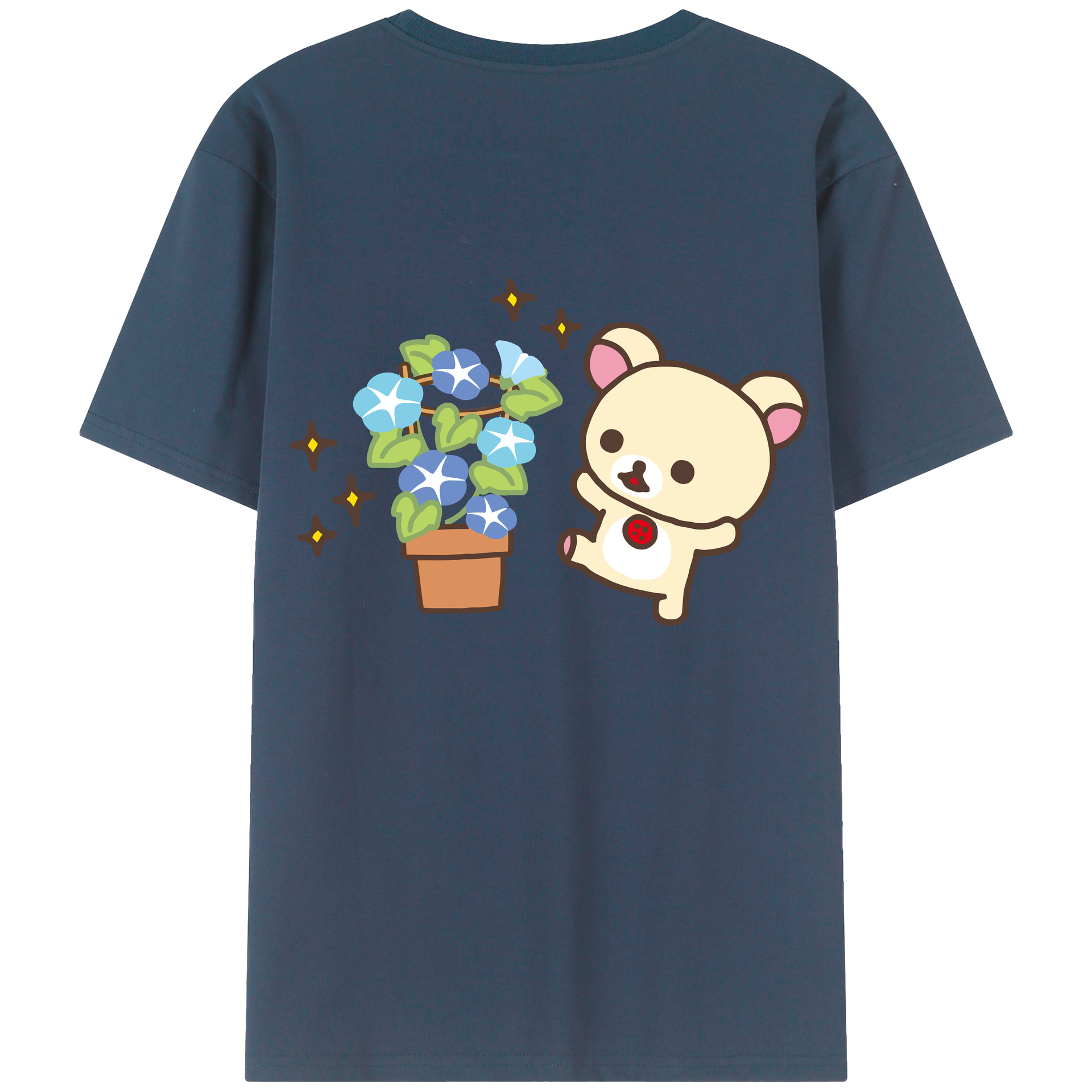 （画像用） リラックマ リラックマ キイロイトリ Rilakkuma Korilakkuma Kiiroitori 綿100％半袖Tシャツ（背面プリント）