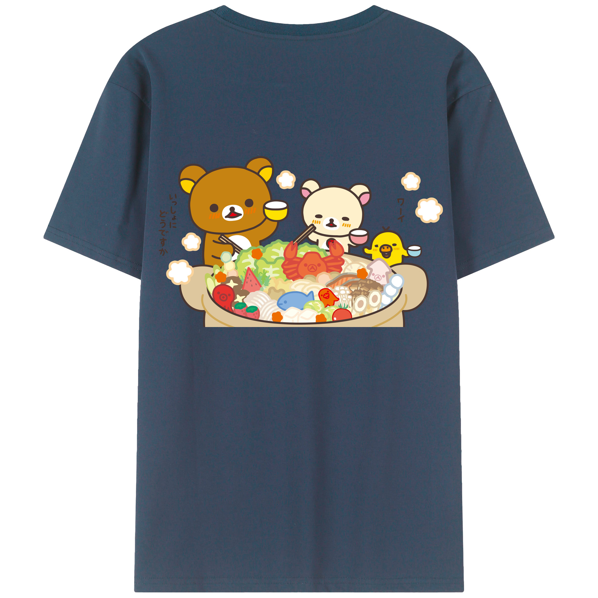 （画像用） リラックマ リラックマ キイロイトリ Rilakkuma Korilakkuma Kiiroitori 綿100％半袖Tシャツ（背面プリント）