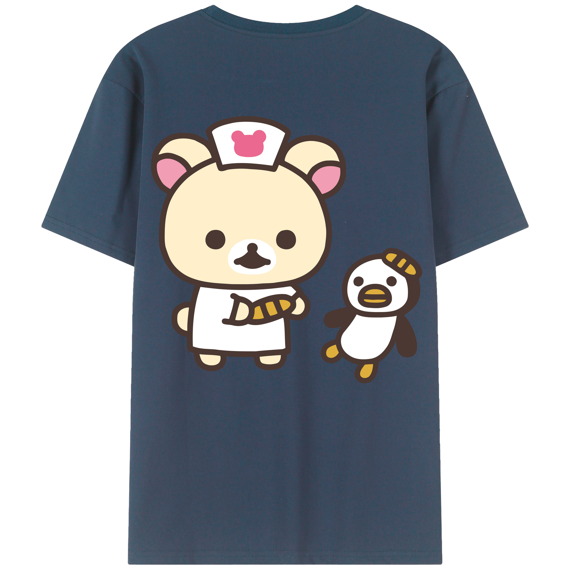 （画像用） リラックマ リラックマ キイロイトリ Rilakkuma Korilakkuma Kiiroitori 綿100％半袖Tシャツ（背面プリント）