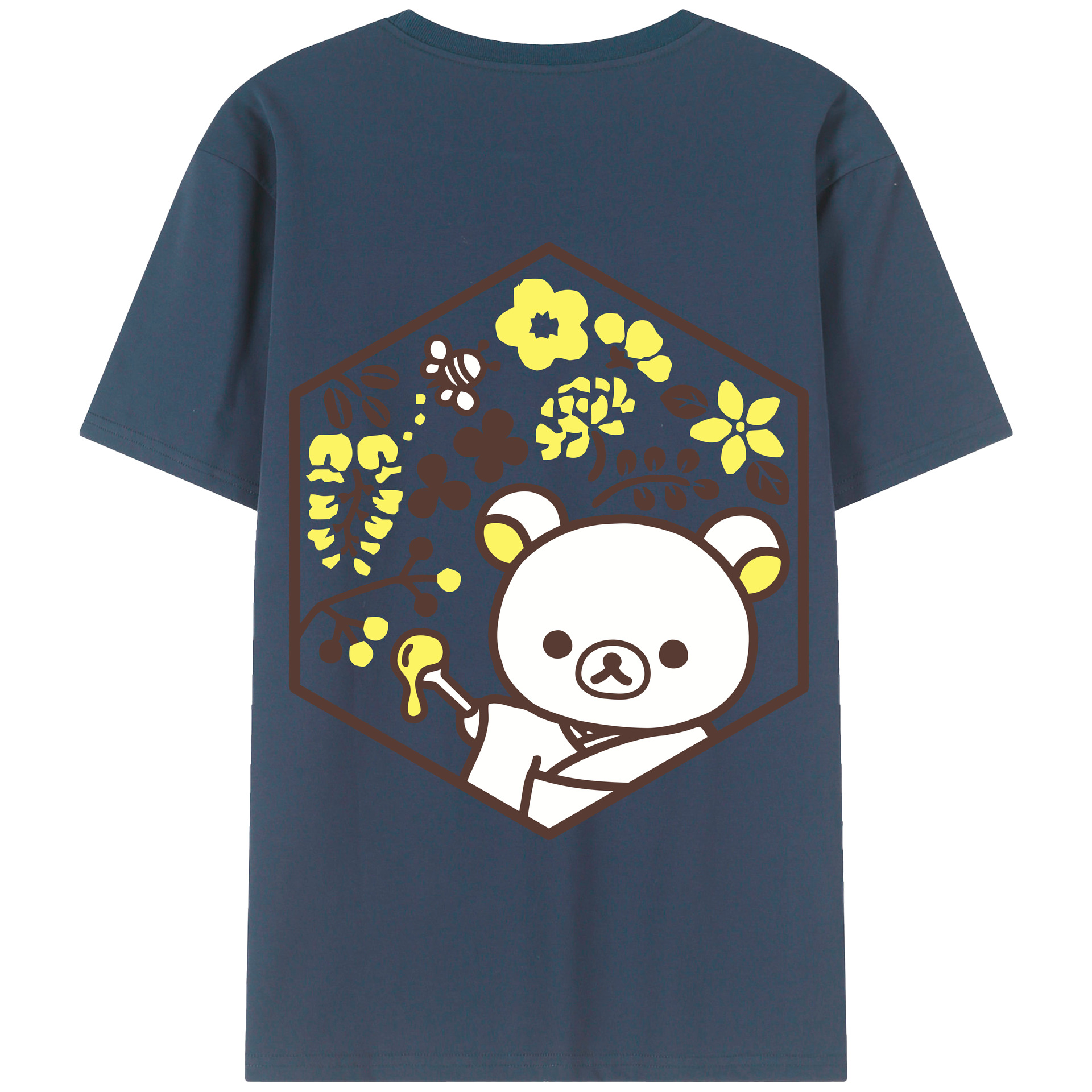 （画像用） リラックマ リラックマ キイロイトリ Rilakkuma Korilakkuma Kiiroitori 綿100％半袖Tシャツ（背面プリント）