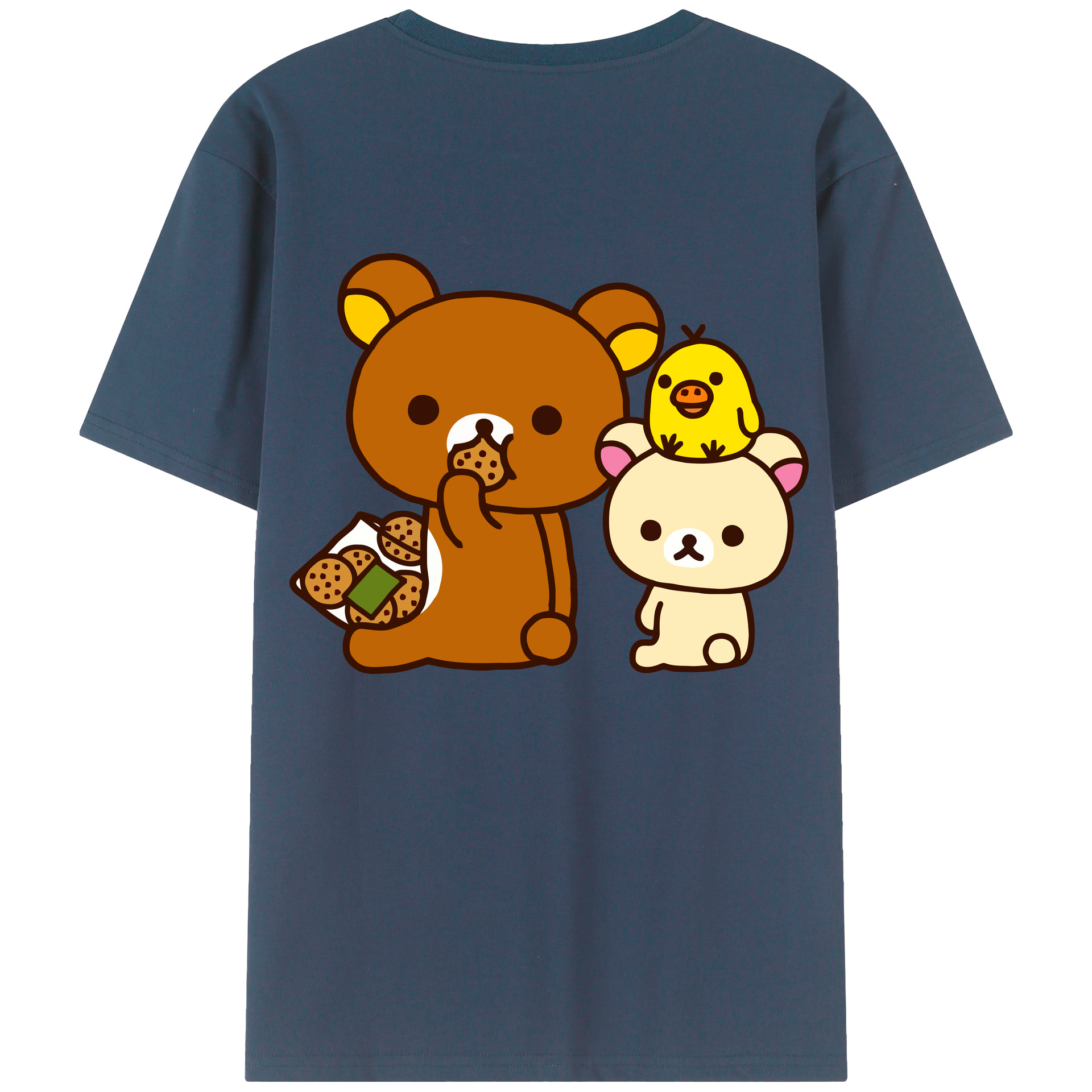 （画像用） リラックマ リラックマ キイロイトリ Rilakkuma Korilakkuma Kiiroitori 綿100％半袖Tシャツ（背面プリント）