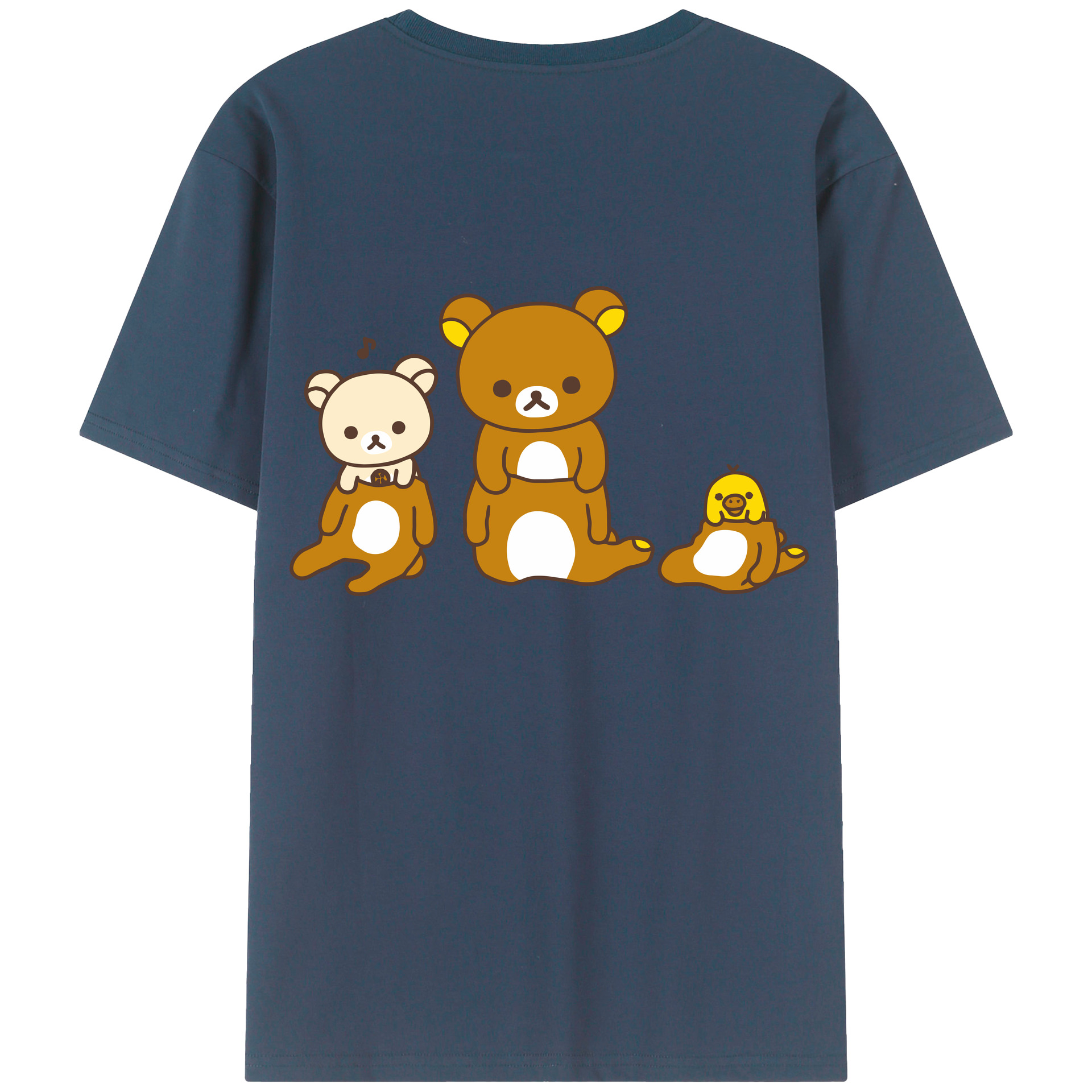 （画像用） リラックマ リラックマ キイロイトリ Rilakkuma Korilakkuma Kiiroitori 綿100％半袖Tシャツ（背面プリント）
