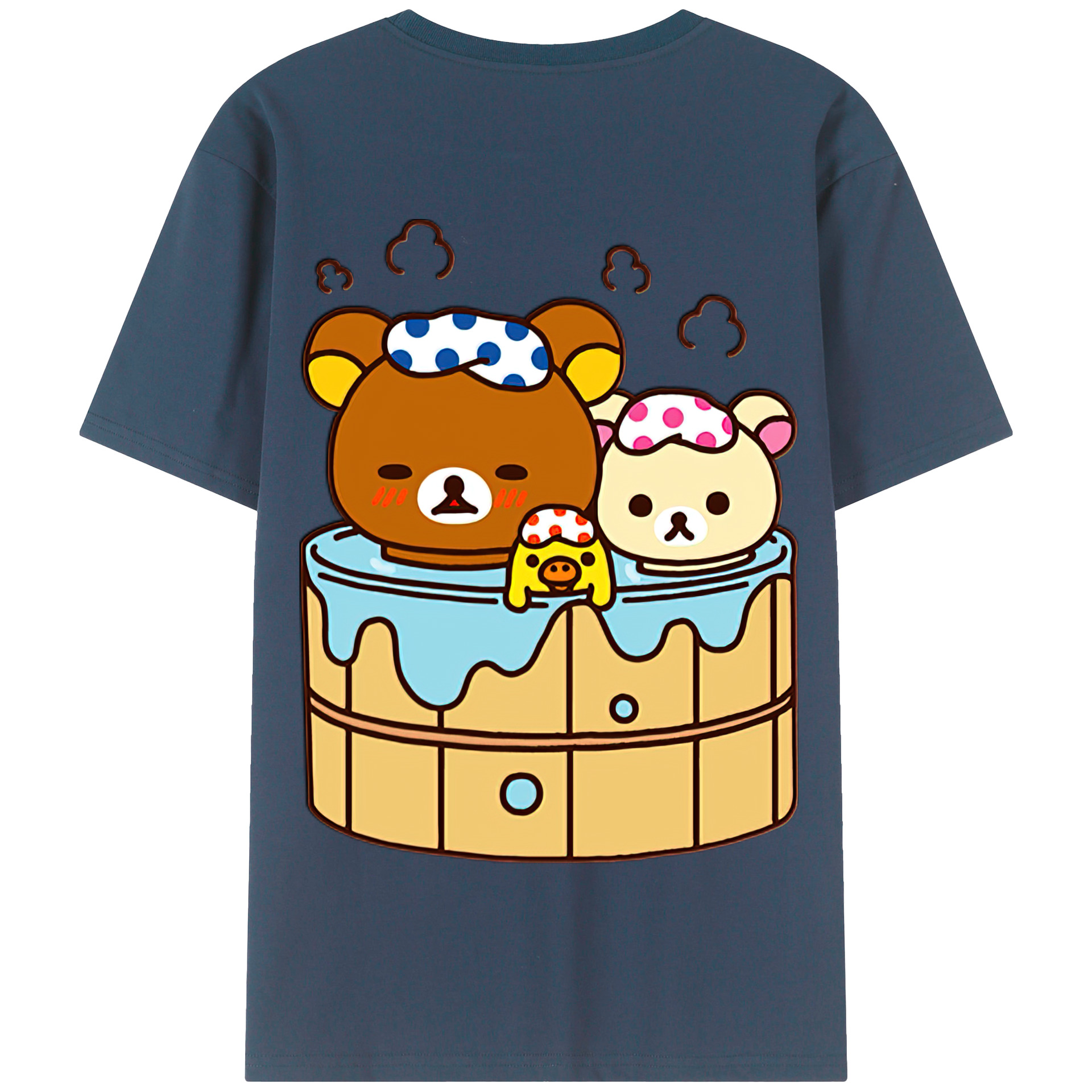 （画像用） リラックマ リラックマ キイロイトリ Rilakkuma Korilakkuma Kiiroitori 綿100％半袖Tシャツ（背面プリント）