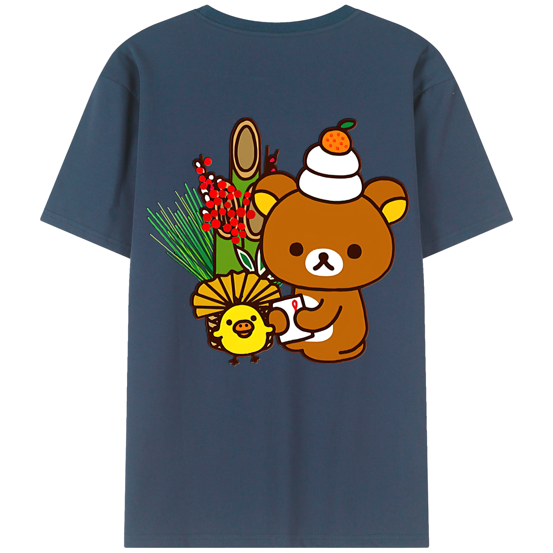 （画像用） リラックマ リラックマ キイロイトリ Rilakkuma Korilakkuma Kiiroitori 綿100％半袖Tシャツ（背面プリント）