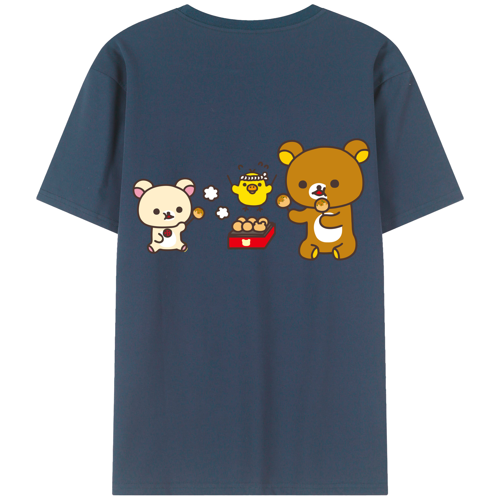 （画像用） リラックマ リラックマ キイロイトリ Rilakkuma Korilakkuma Kiiroitori 綿100％半袖Tシャツ（背面プリント）