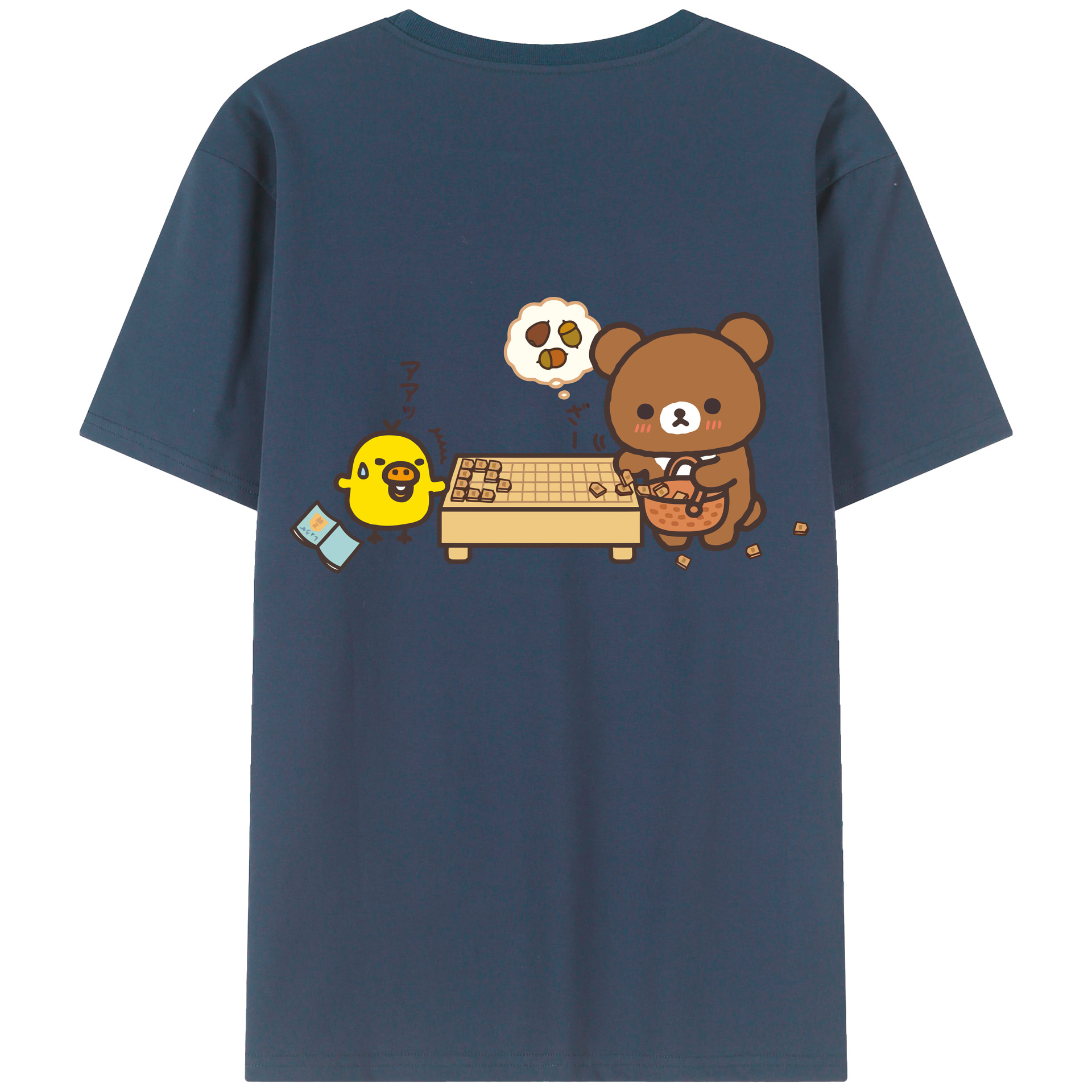 （画像用） リラックマ リラックマ キイロイトリ Rilakkuma Korilakkuma Kiiroitori 綿100％半袖Tシャツ（背面プリント）