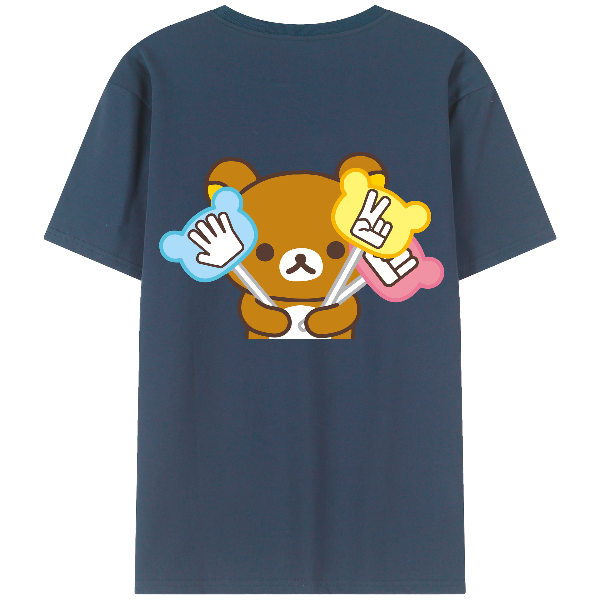 （画像用） リラックマ リラックマ キイロイトリ Rilakkuma Korilakkuma Kiiroitori 綿100％半袖Tシャツ（背面プリント）
