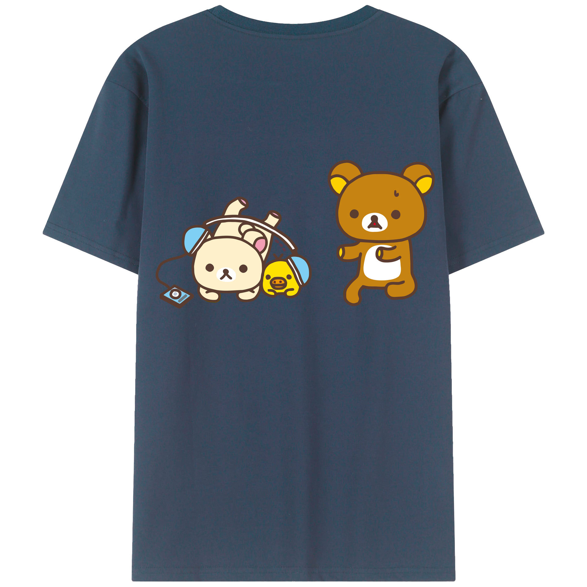 （画像用） リラックマ リラックマ キイロイトリ Rilakkuma Korilakkuma Kiiroitori 綿100％半袖Tシャツ（背面プリント）