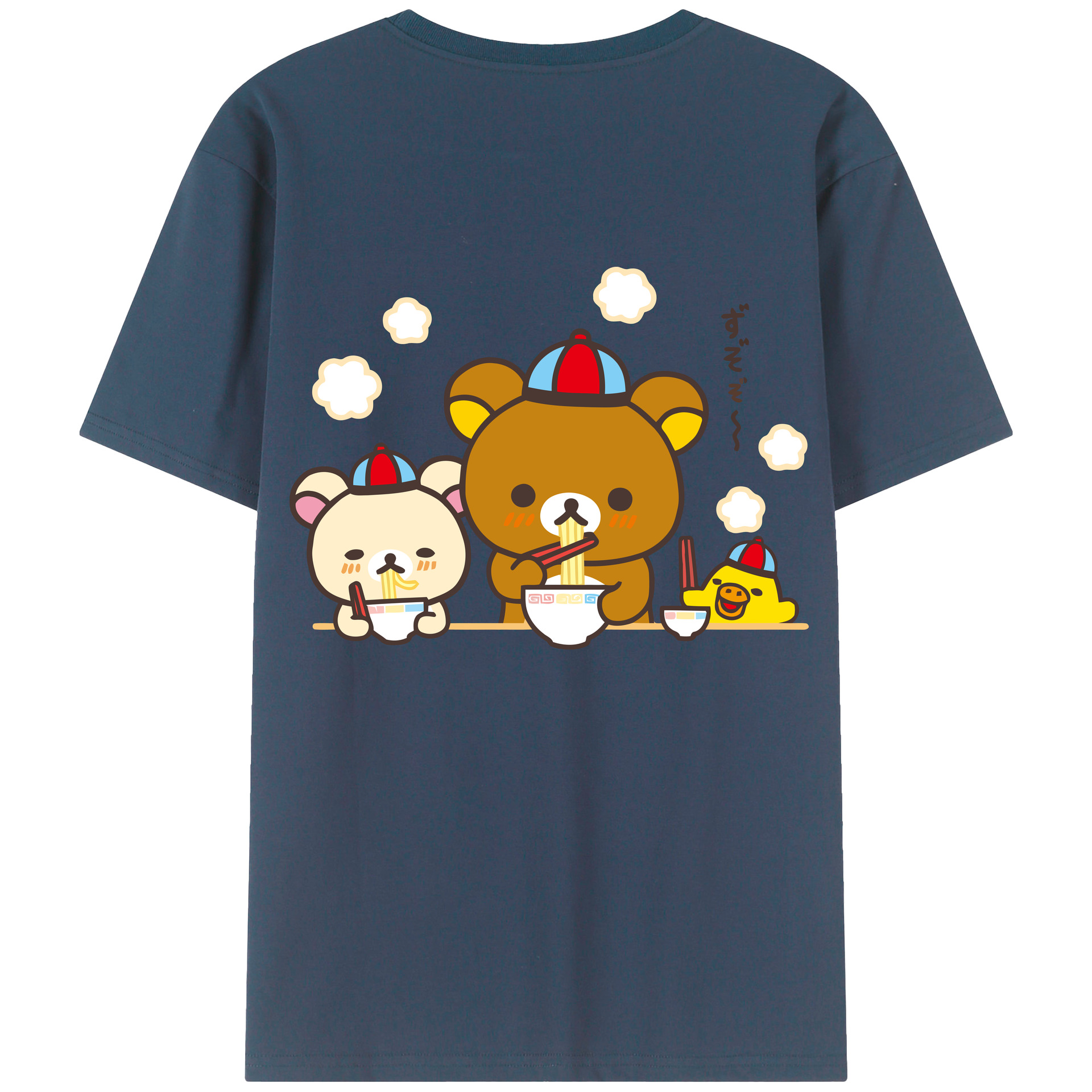 （画像用） リラックマ リラックマ キイロイトリ Rilakkuma Korilakkuma Kiiroitori 綿100％半袖Tシャツ（背面プリント）