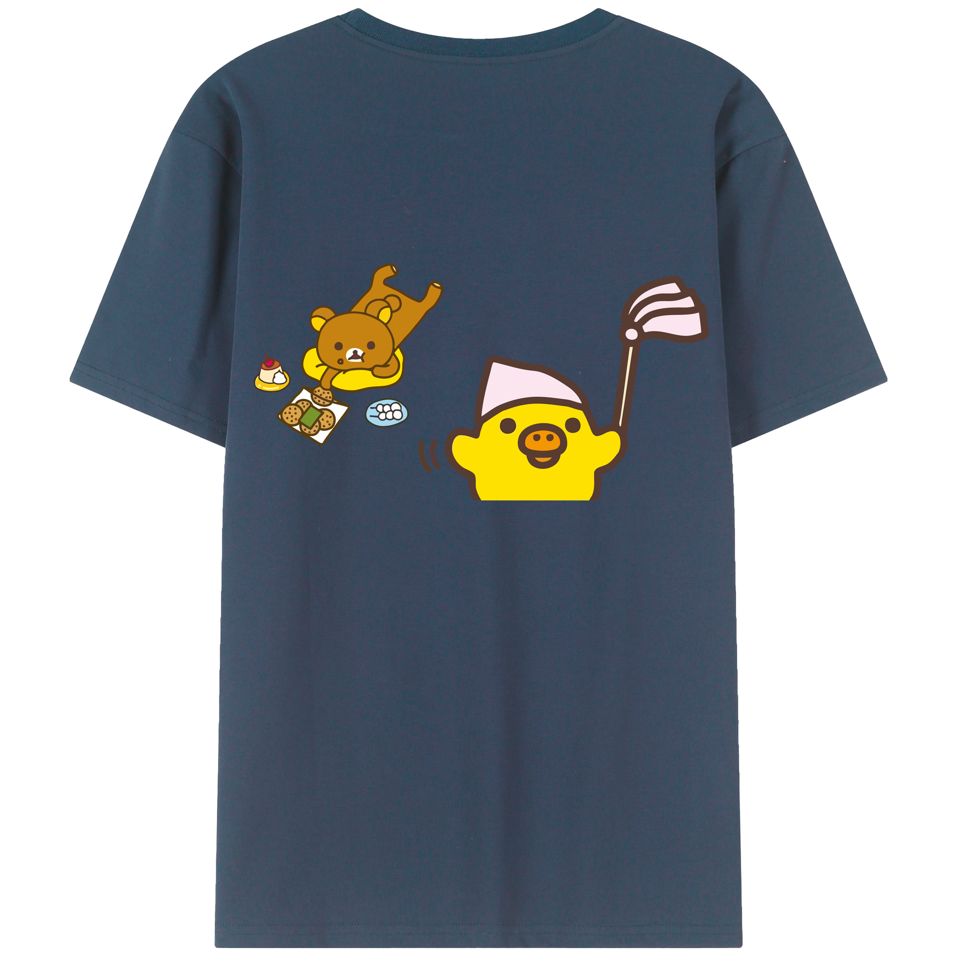 （画像用） リラックマ リラックマ キイロイトリ Rilakkuma Korilakkuma Kiiroitori 綿100％半袖Tシャツ（背面プリント）