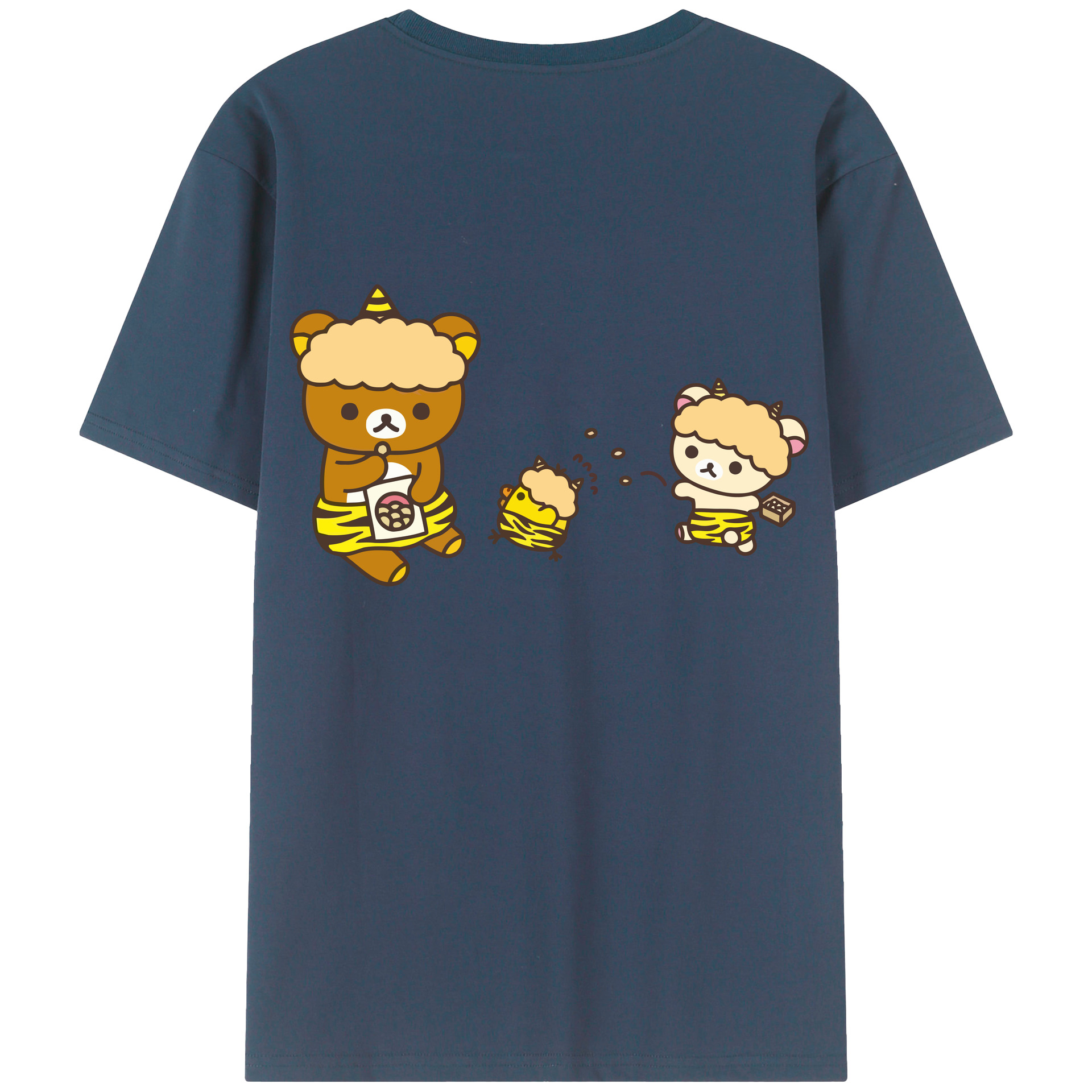 （画像用） リラックマ リラックマ キイロイトリ Rilakkuma Korilakkuma Kiiroitori 綿100％半袖Tシャツ（背面プリント）