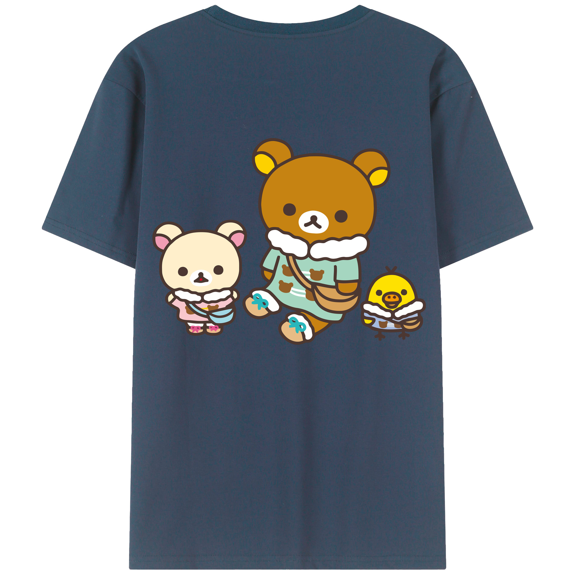 （画像用） リラックマ リラックマ キイロイトリ Rilakkuma Korilakkuma Kiiroitori 綿100％半袖Tシャツ（背面プリント）