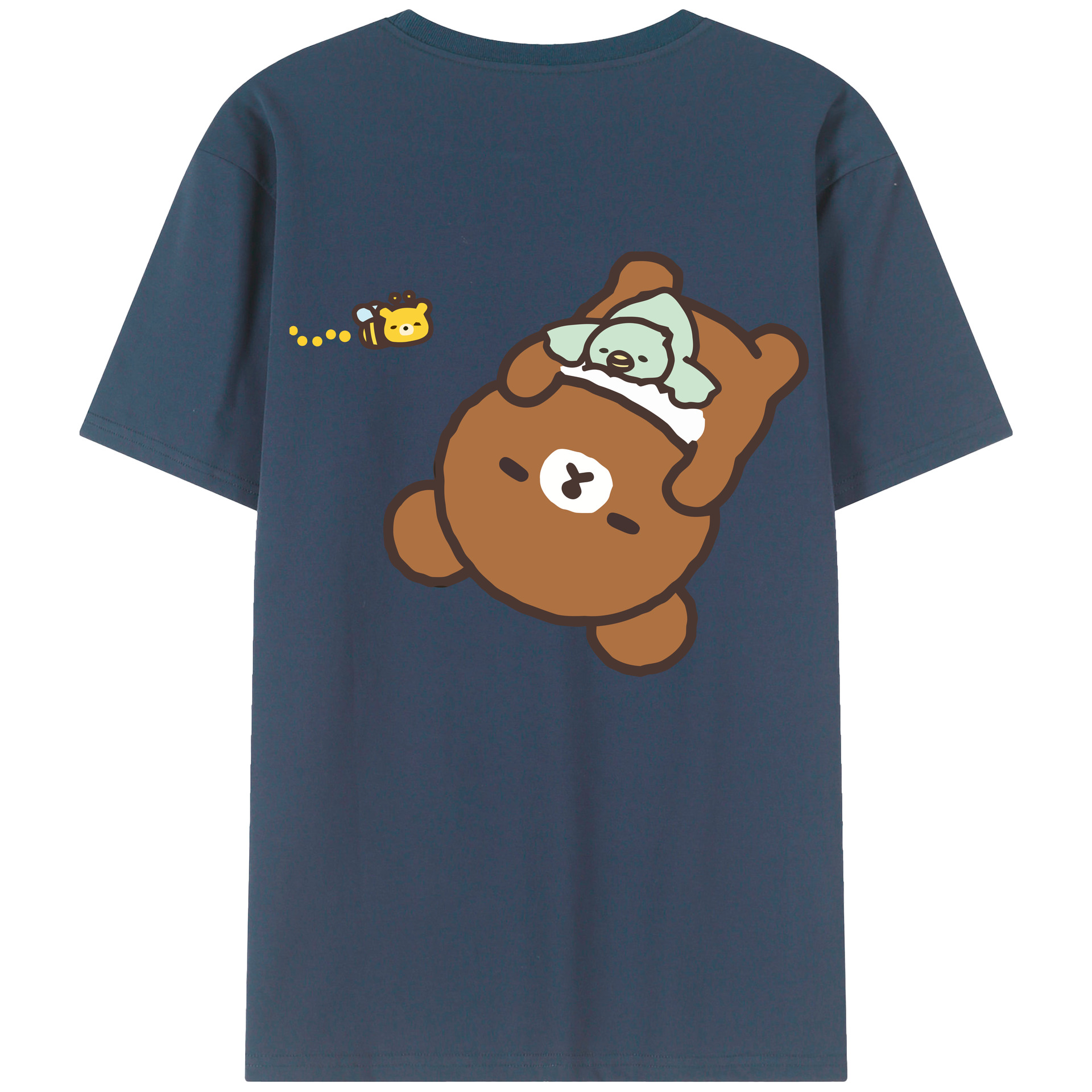 （画像用） リラックマ リラックマ キイロイトリ Rilakkuma Korilakkuma Kiiroitori 綿100％半袖Tシャツ（背面プリント）