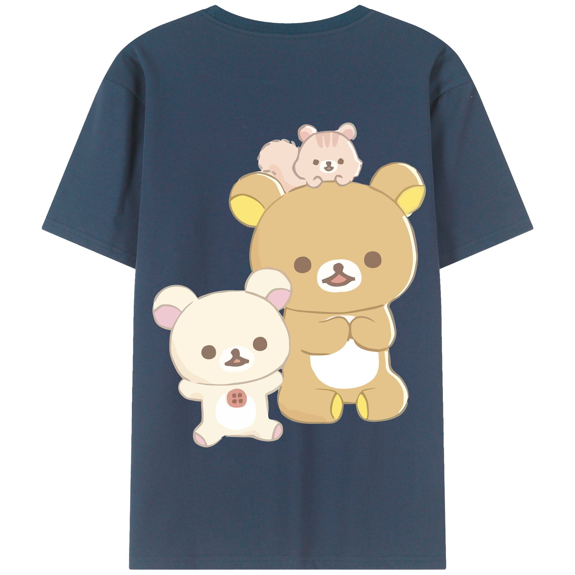 （画像用） リラックマ リラックマ キイロイトリ Rilakkuma Korilakkuma Kiiroitori 綿100％半袖Tシャツ（背面プリント）