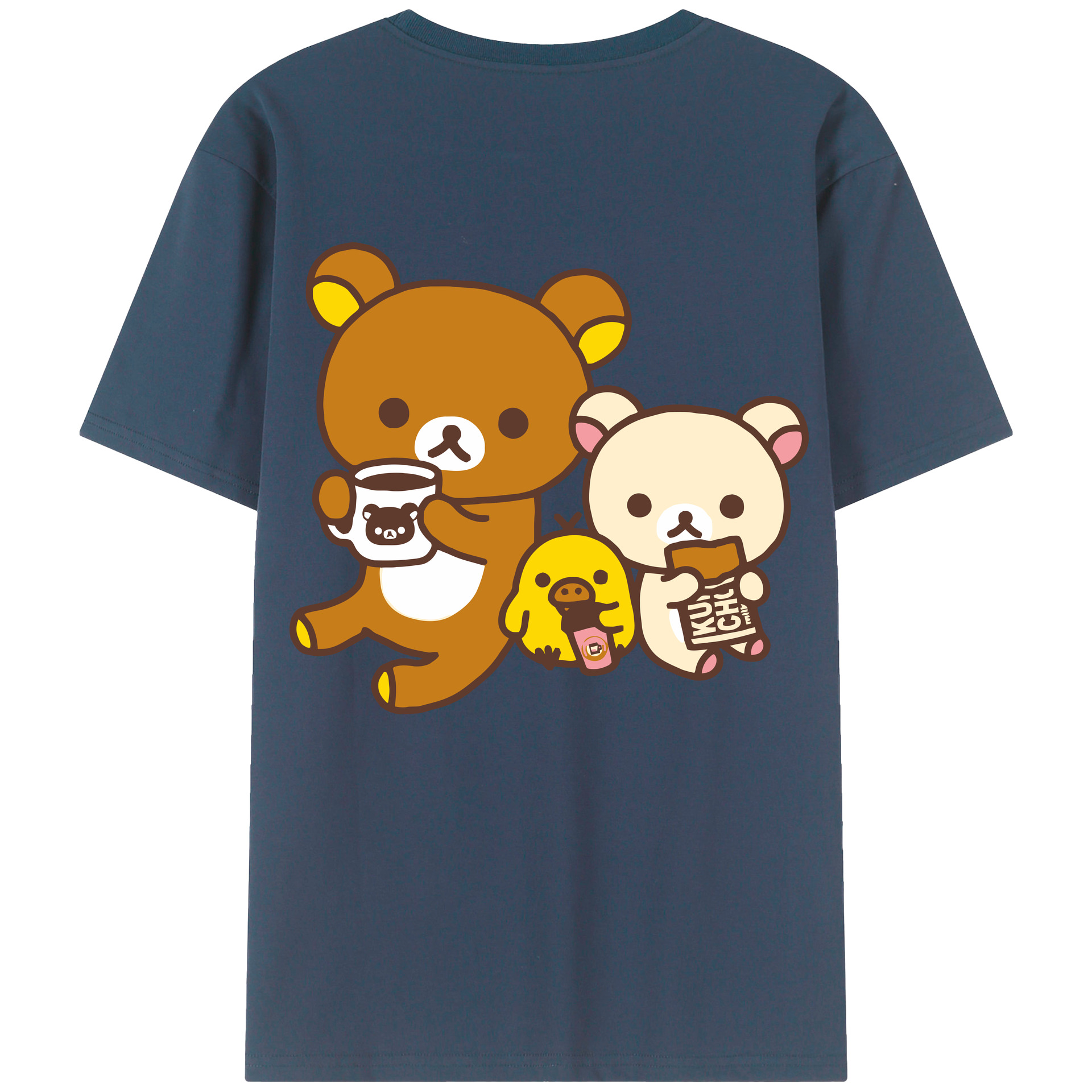 （画像用） リラックマ リラックマ キイロイトリ Rilakkuma Korilakkuma Kiiroitori 綿100％半袖Tシャツ（背面プリント）
