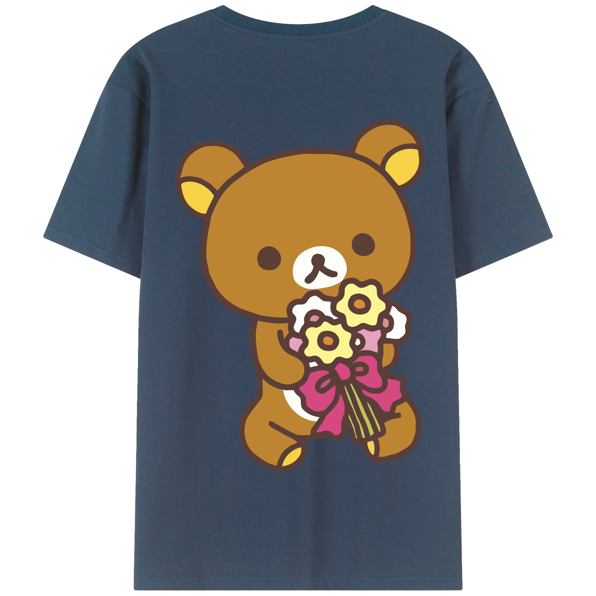 （画像用） リラックマ リラックマ キイロイトリ Rilakkuma Korilakkuma Kiiroitori 綿100％半袖Tシャツ（背面プリント）