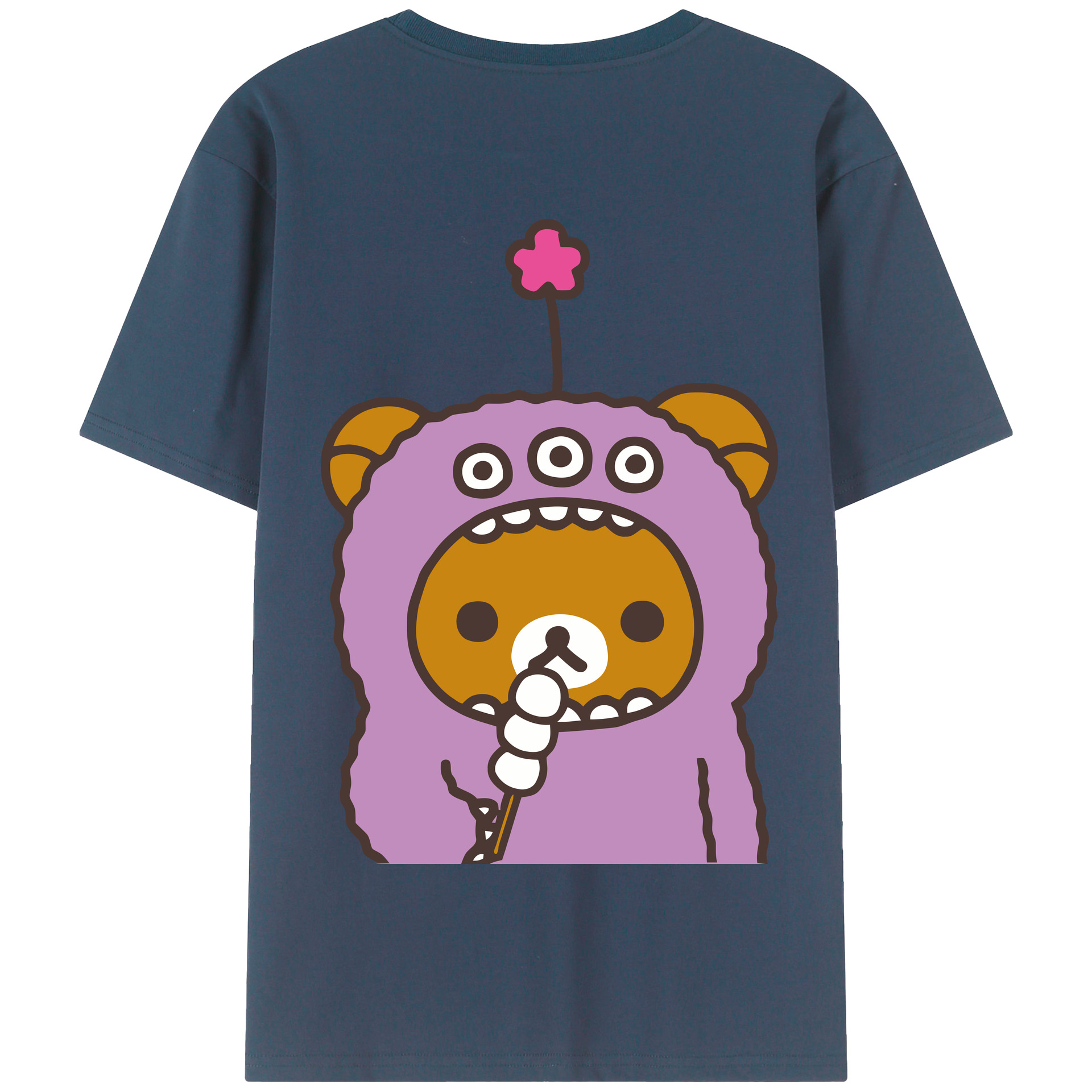 （画像用） リラックマ リラックマ キイロイトリ Rilakkuma Korilakkuma Kiiroitori 綿100％半袖Tシャツ（背面プリント）