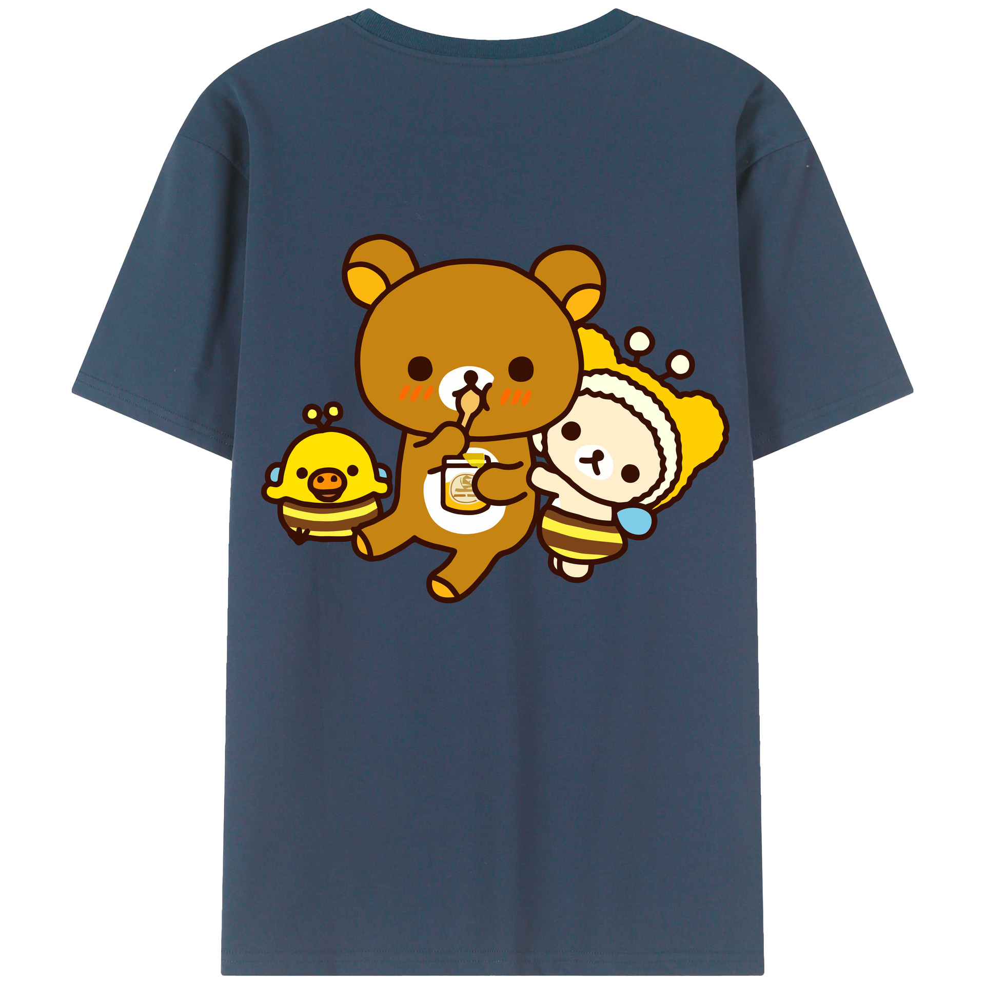 （画像用） リラックマ リラックマ キイロイトリ Rilakkuma Korilakkuma Kiiroitori 綿100％半袖Tシャツ（背面プリント）