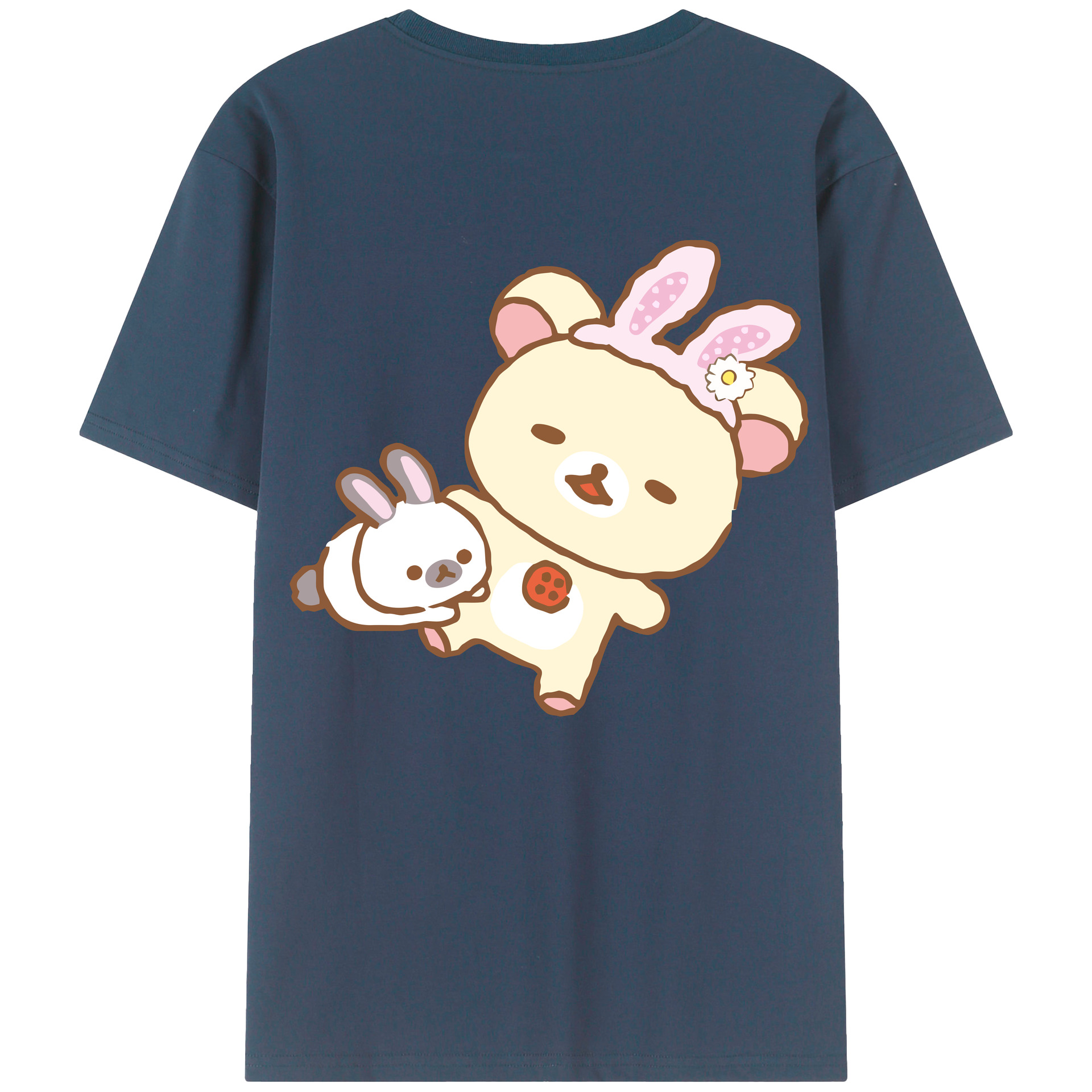 （画像用） リラックマ リラックマ キイロイトリ Rilakkuma Korilakkuma Kiiroitori 綿100％半袖Tシャツ（背面プリント）