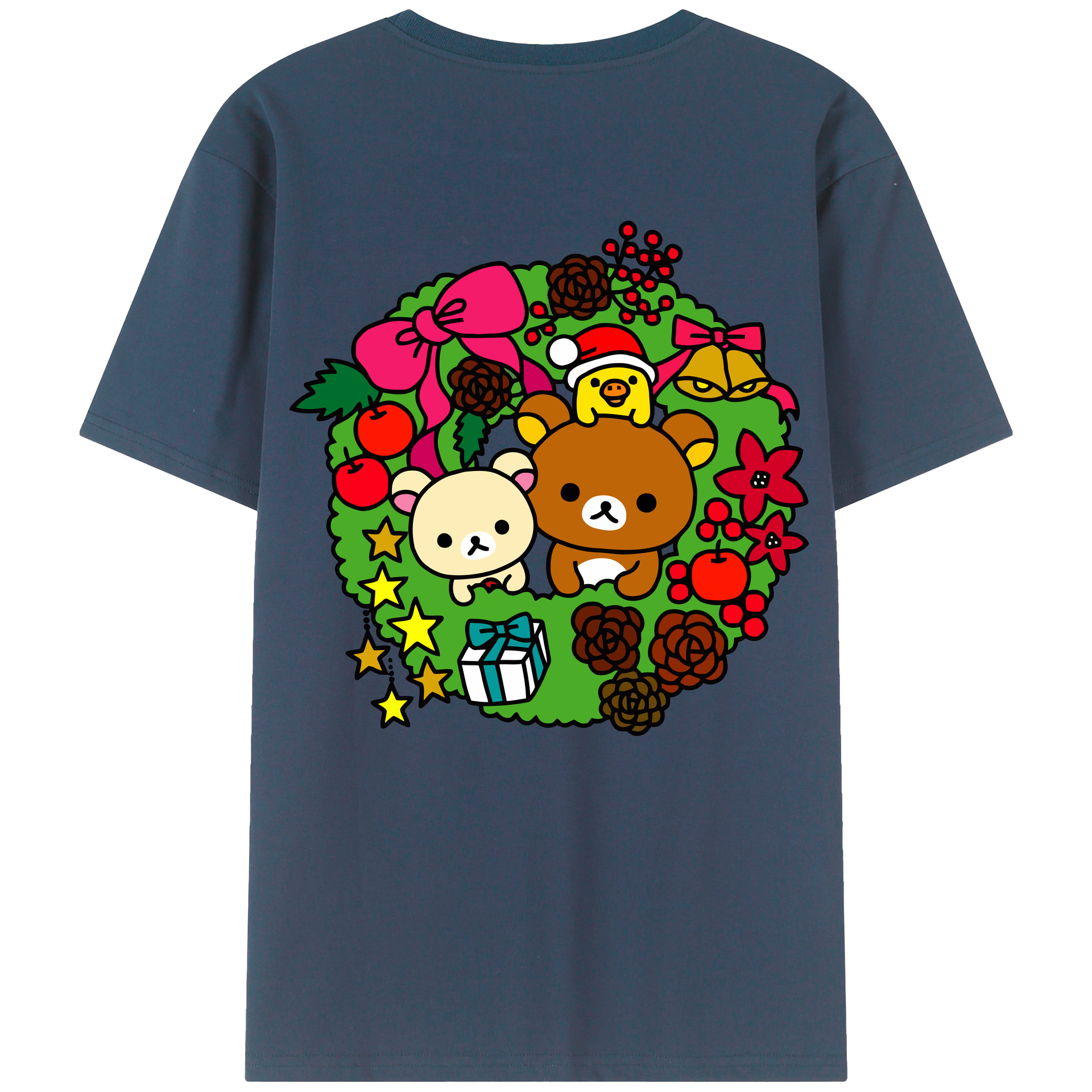 （画像用） リラックマ リラックマ キイロイトリ Rilakkuma Korilakkuma Kiiroitori 綿100％半袖Tシャツ（背面プリント）
