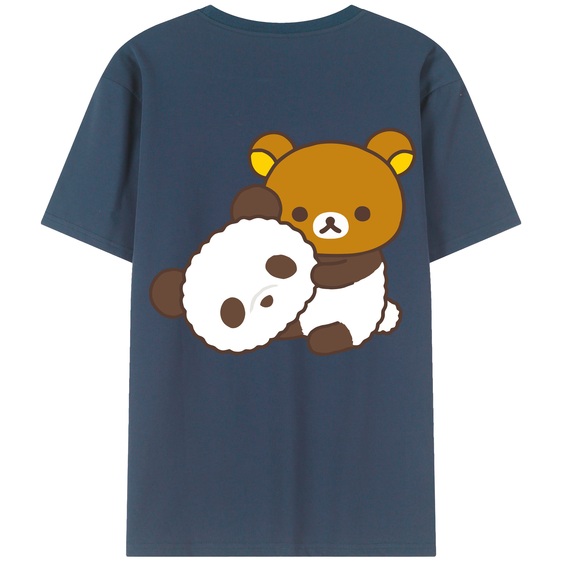（画像用） リラックマ リラックマ キイロイトリ Rilakkuma Korilakkuma Kiiroitori 綿100％半袖Tシャツ（背面プリント）