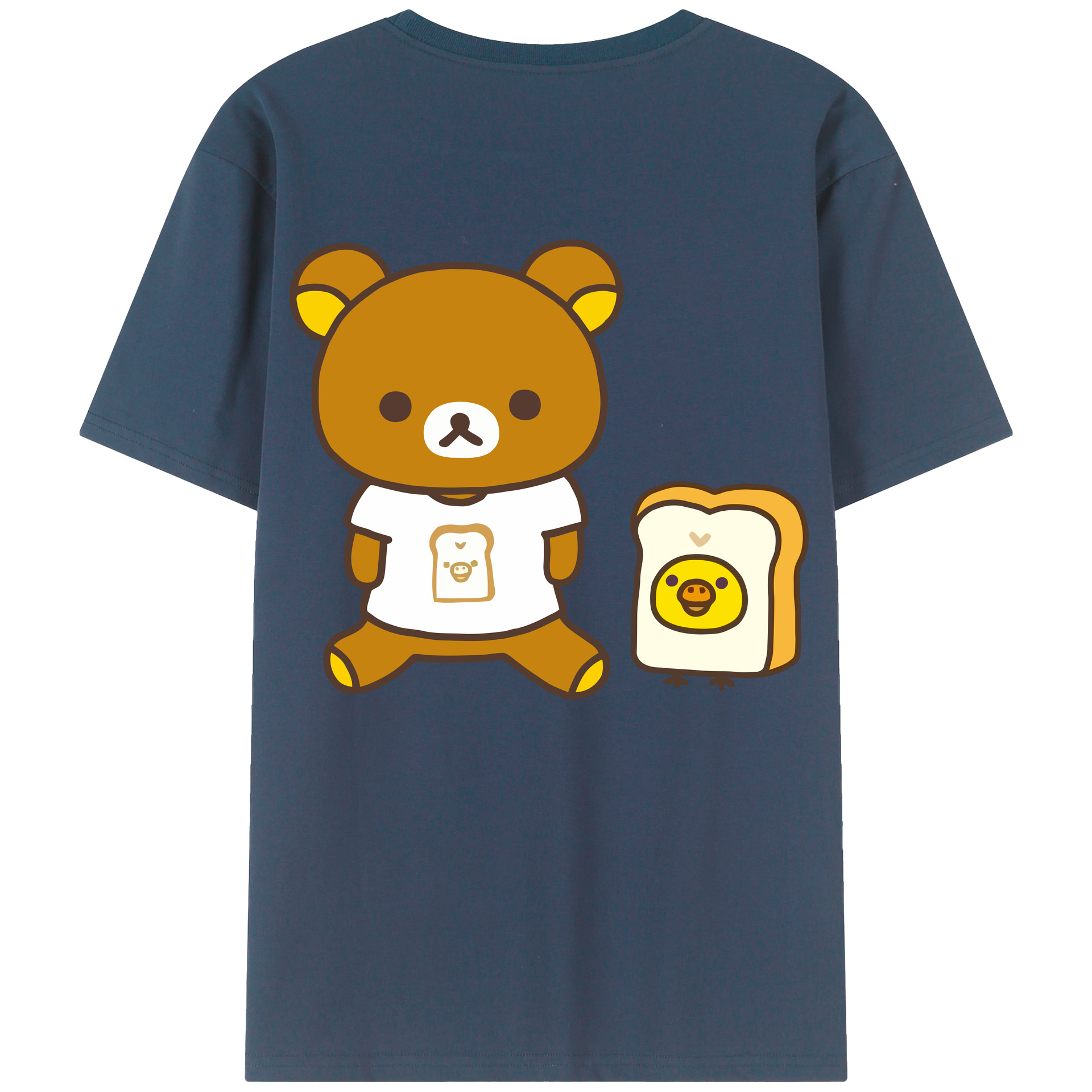 （画像用） リラックマ リラックマ キイロイトリ Rilakkuma Korilakkuma Kiiroitori 綿100％半袖Tシャツ（背面プリント）