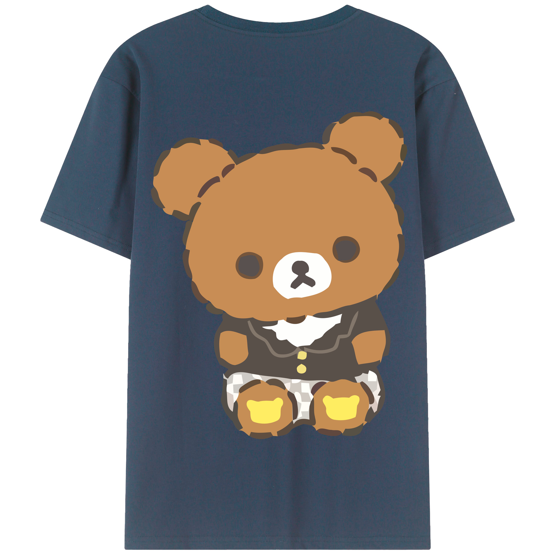 （画像用） リラックマ リラックマ キイロイトリ Rilakkuma Korilakkuma Kiiroitori 綿100％半袖Tシャツ（背面プリント）