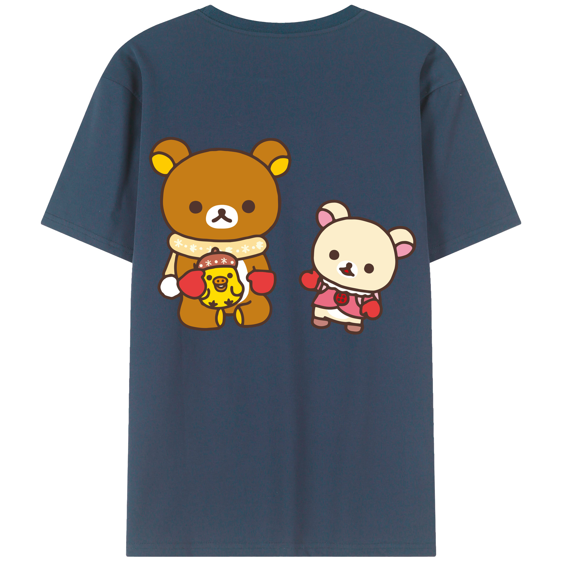 （画像用） リラックマ リラックマ キイロイトリ Rilakkuma Korilakkuma Kiiroitori 綿100％半袖Tシャツ（背面プリント）