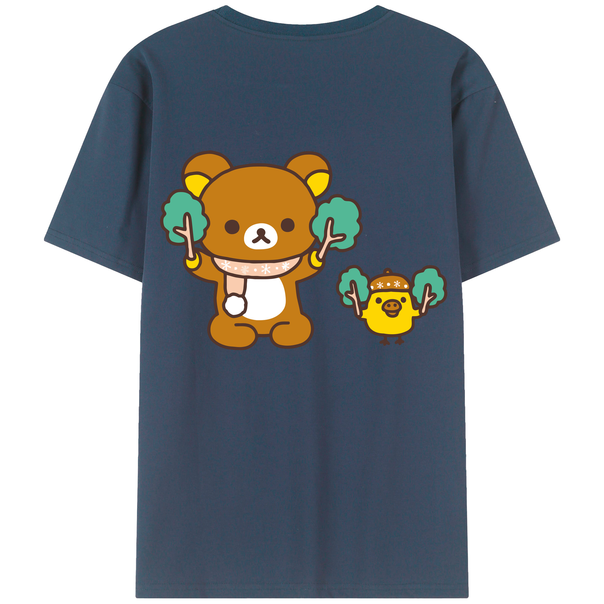 （画像用） リラックマ リラックマ キイロイトリ Rilakkuma Korilakkuma Kiiroitori 綿100％半袖Tシャツ（背面プリント）