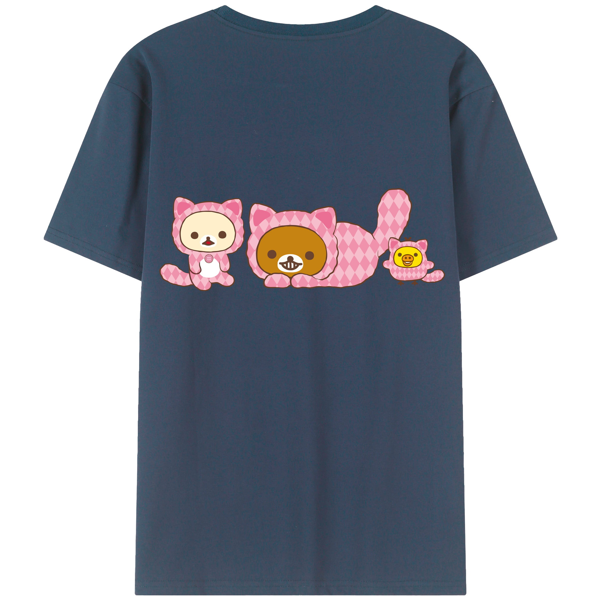 （画像用） リラックマ リラックマ キイロイトリ Rilakkuma Korilakkuma Kiiroitori 綿100％半袖Tシャツ（背面プリント）