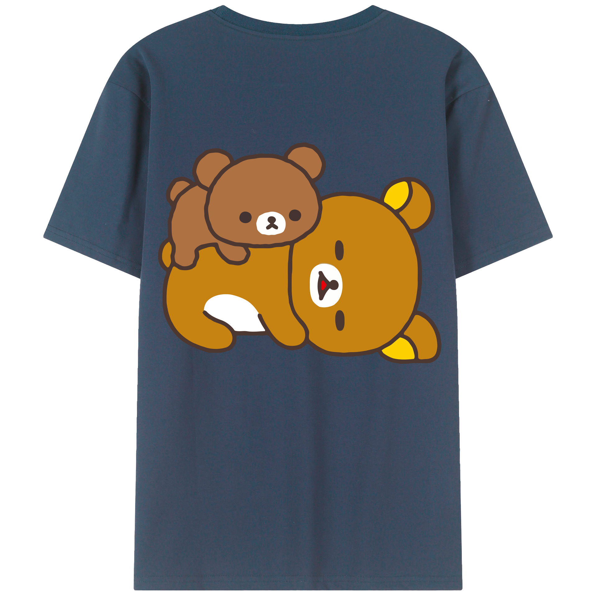 （画像用） リラックマ リラックマ キイロイトリ Rilakkuma Korilakkuma Kiiroitori 綿100％半袖Tシャツ（背面プリント）