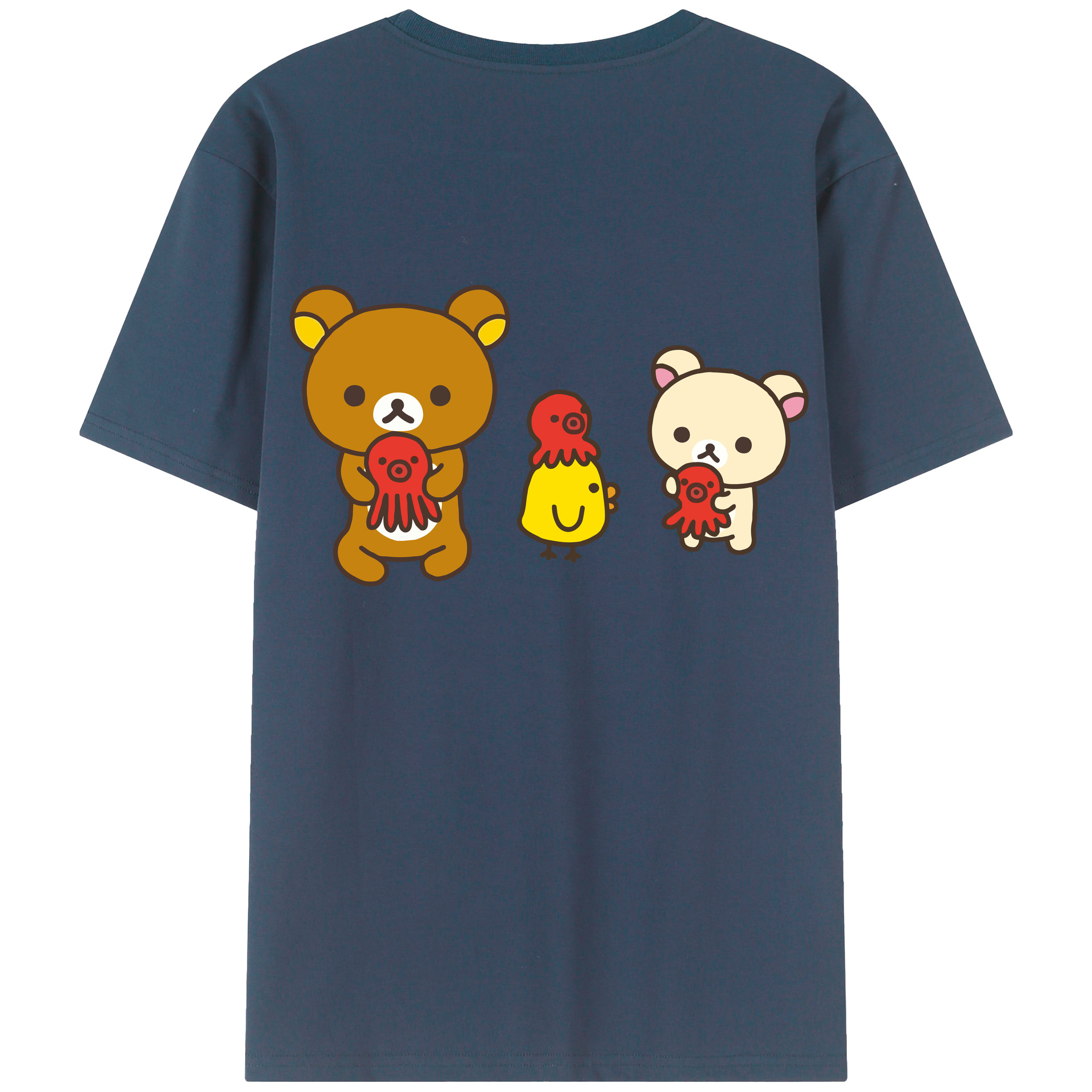 （画像用） リラックマ リラックマ キイロイトリ Rilakkuma Korilakkuma Kiiroitori 綿100％半袖Tシャツ（背面プリント）
