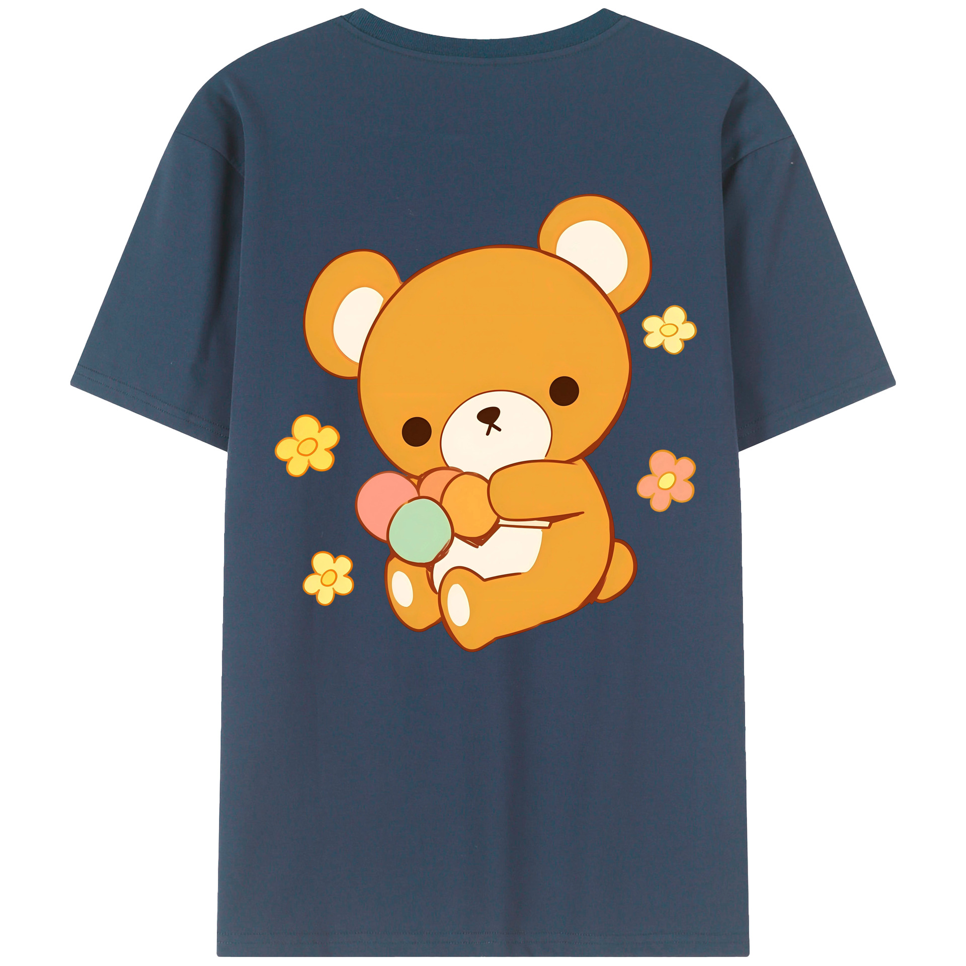 （画像用） リラックマ リラックマ キイロイトリ Rilakkuma Korilakkuma Kiiroitori 綿100％半袖Tシャツ（背面プリント）